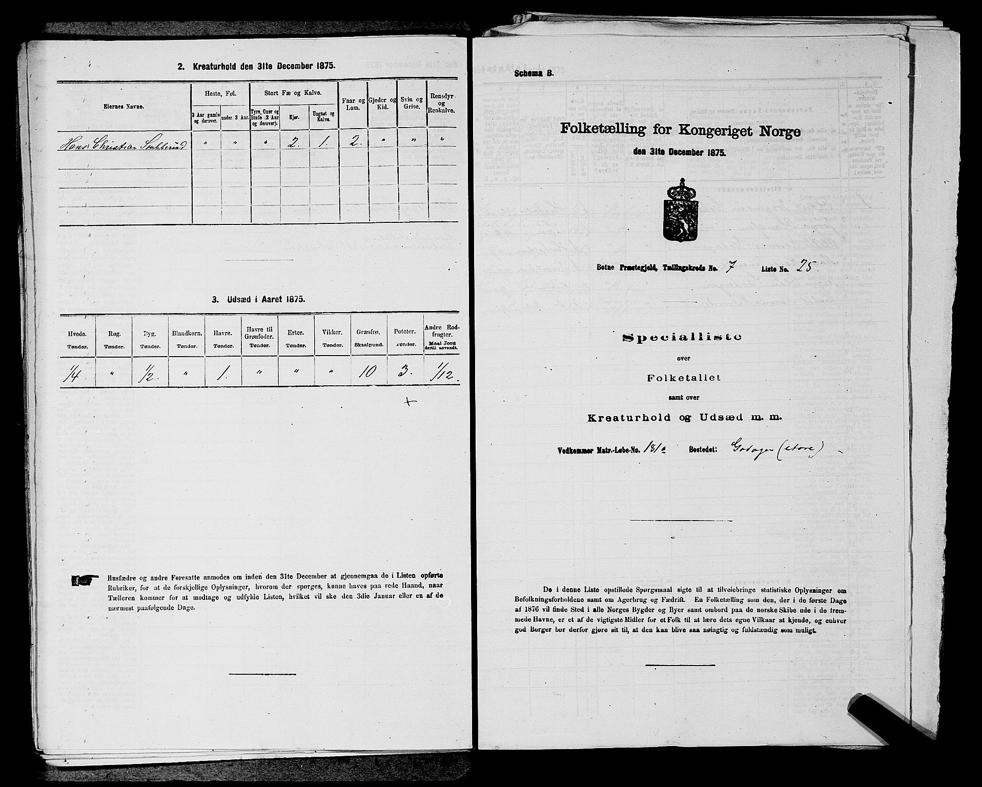 SAKO, 1875 census for 0715P Botne, 1875, p. 628