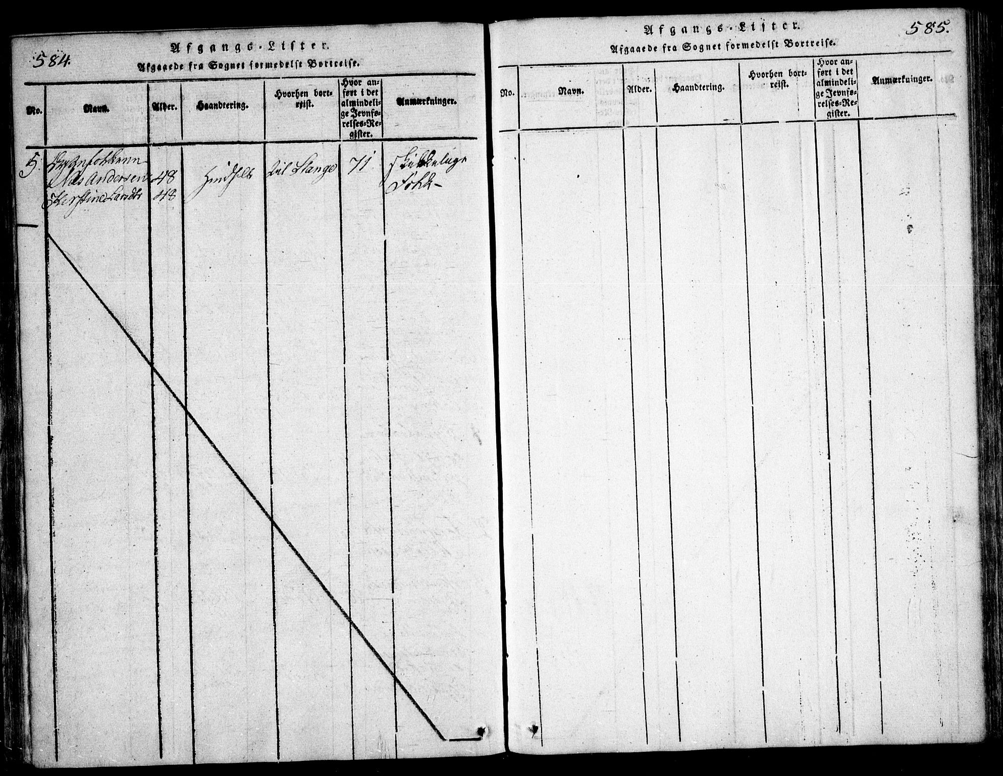 Hurdal prestekontor Kirkebøker, SAO/A-10889/F/Fa/L0003: Parish register (official) no. I 3, 1815-1828, p. 584-585