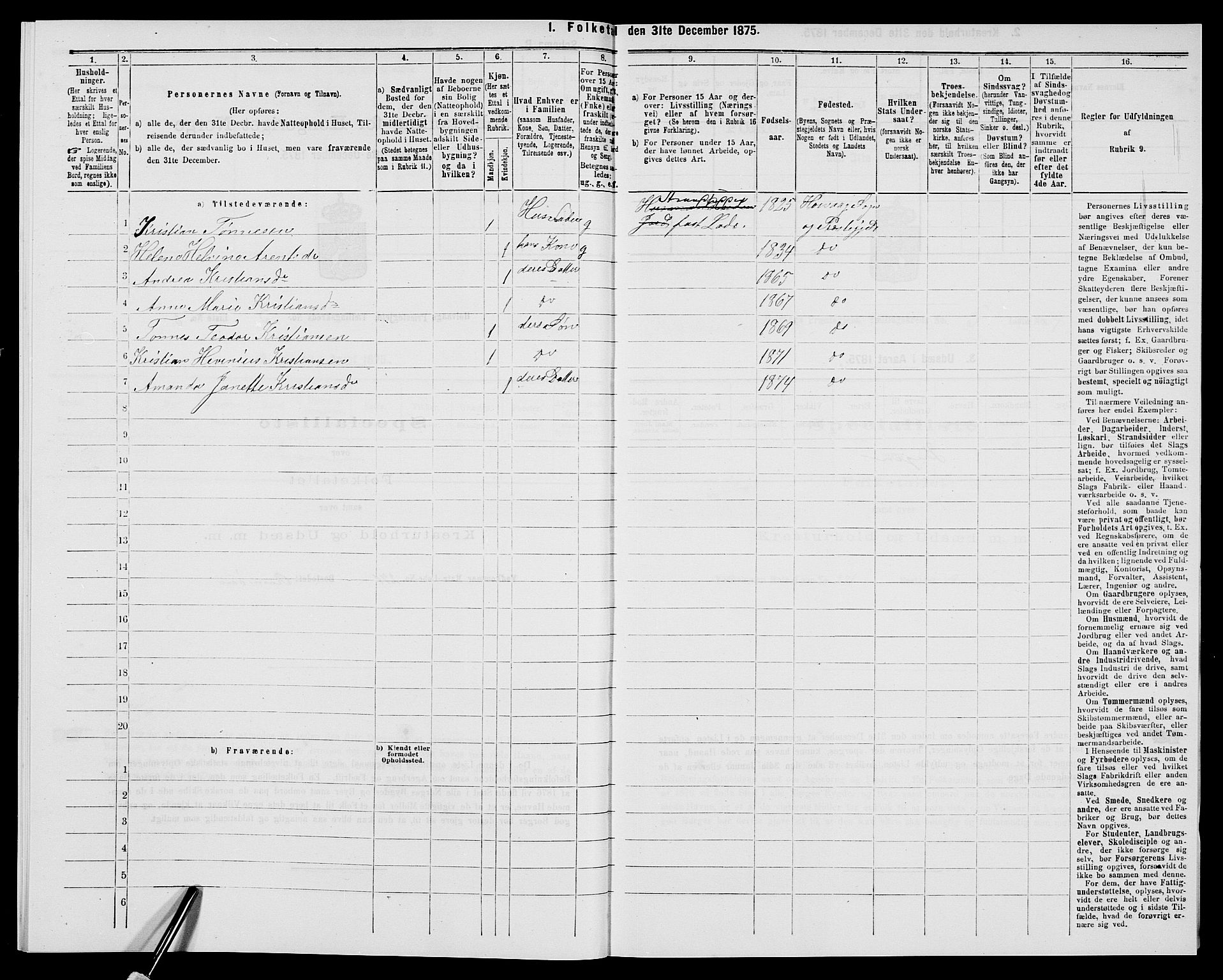 SAK, 1875 census for 0927P Høvåg, 1875, p. 624