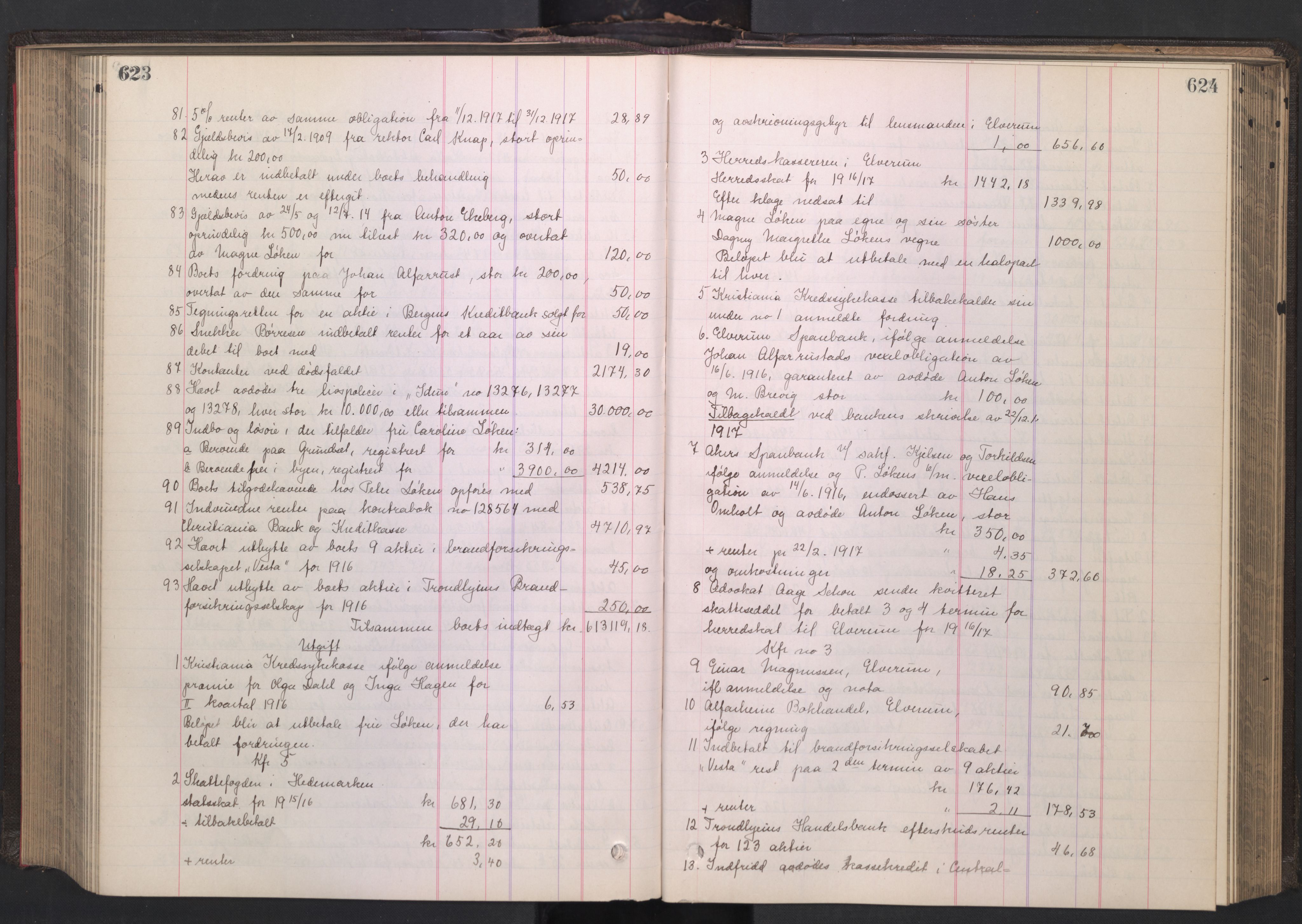 Oslo skifterett, AV/SAO-A-10383/H/Hd/Hdb/L0012: Skifteutlodningsprotokoll, 1917-1918, p. 623-624