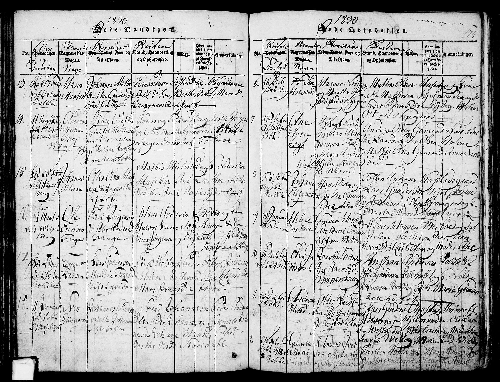 Berg prestekontor Kirkebøker, AV/SAO-A-10902/F/Fa/L0002: Parish register (official) no. I 2, 1815-1831, p. 174