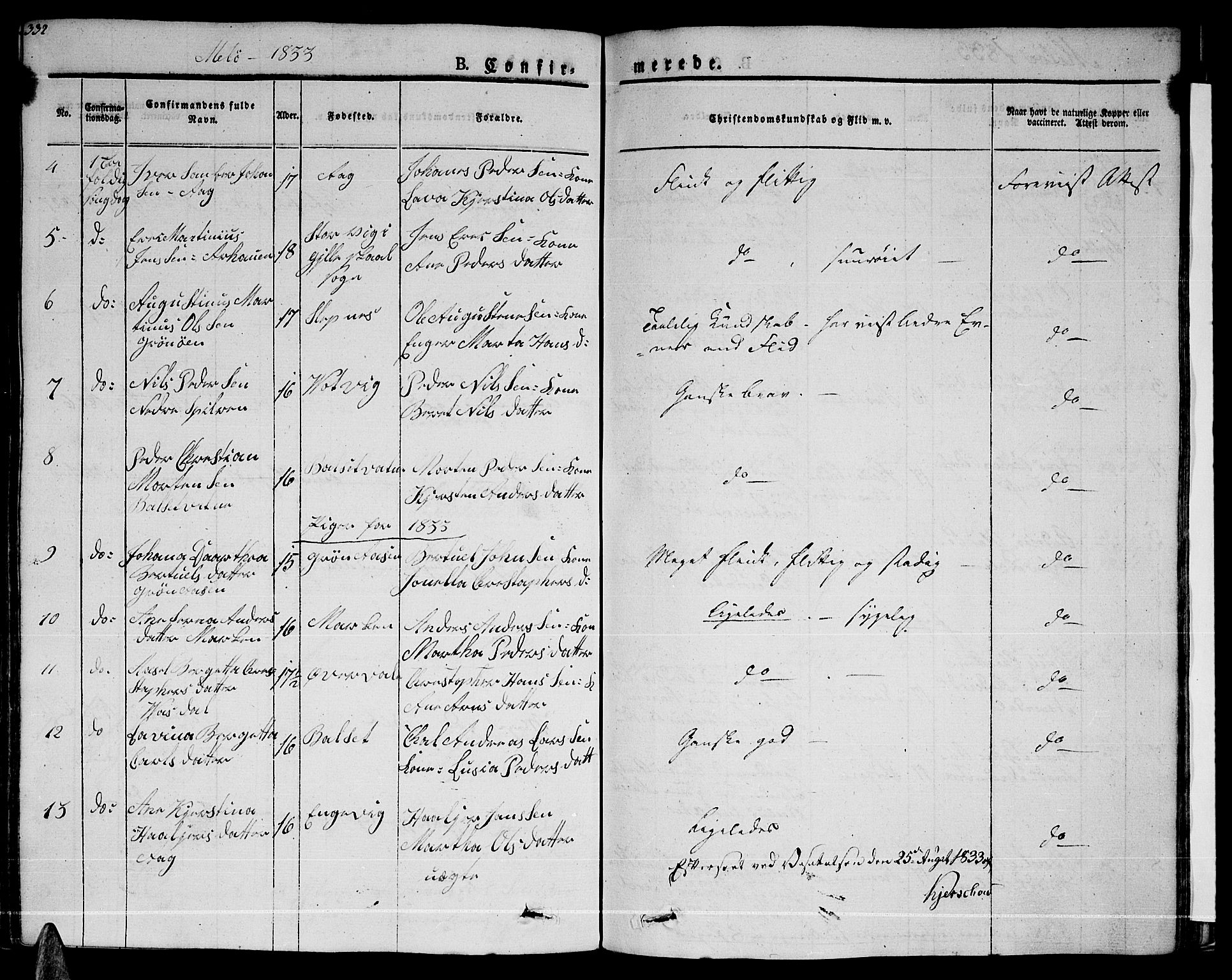 Ministerialprotokoller, klokkerbøker og fødselsregistre - Nordland, SAT/A-1459/841/L0598: Parish register (official) no. 841A06 /2, 1825-1844, p. 332