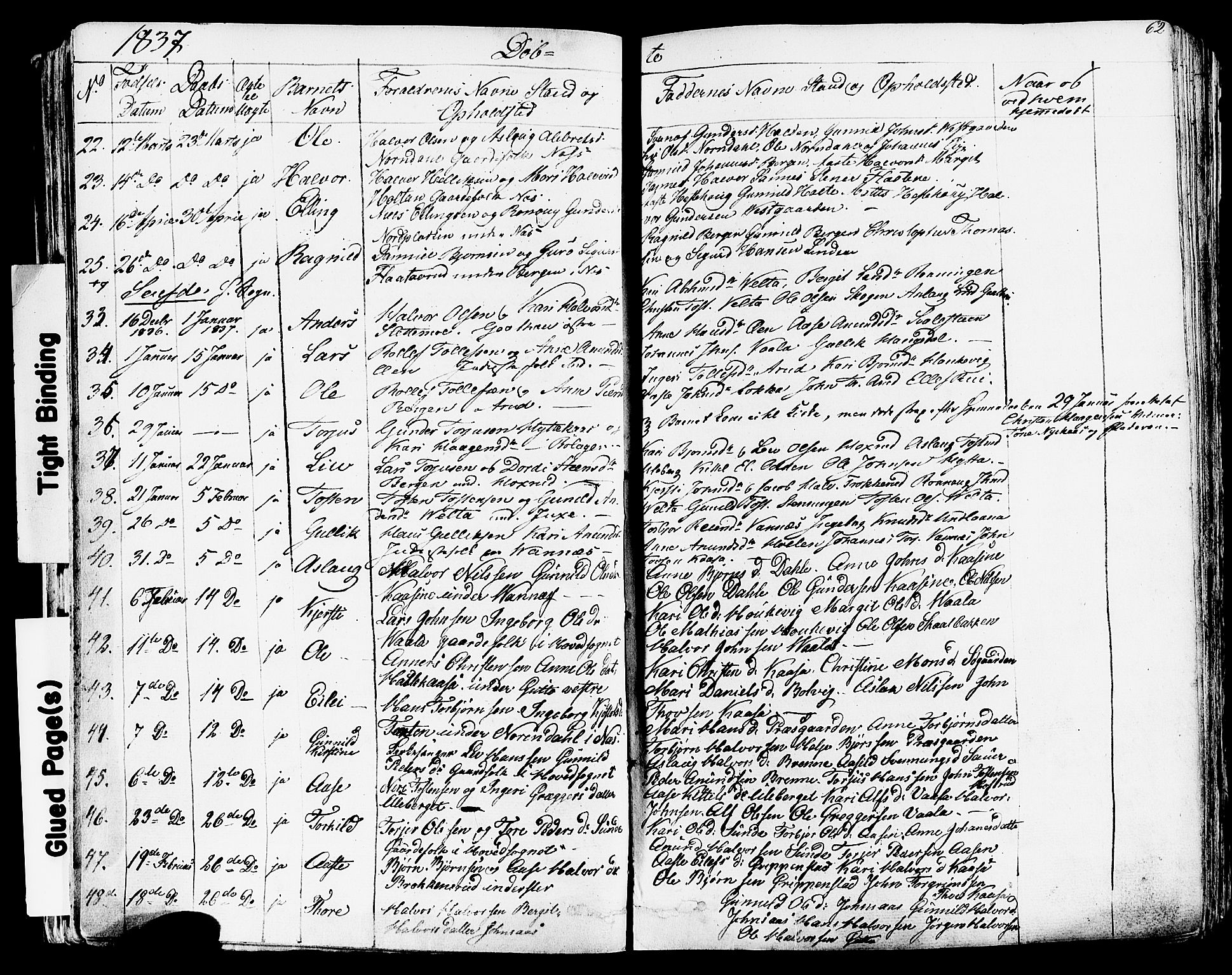 Sauherad kirkebøker, AV/SAKO-A-298/F/Fa/L0006: Parish register (official) no. I 6, 1827-1850, p. 62