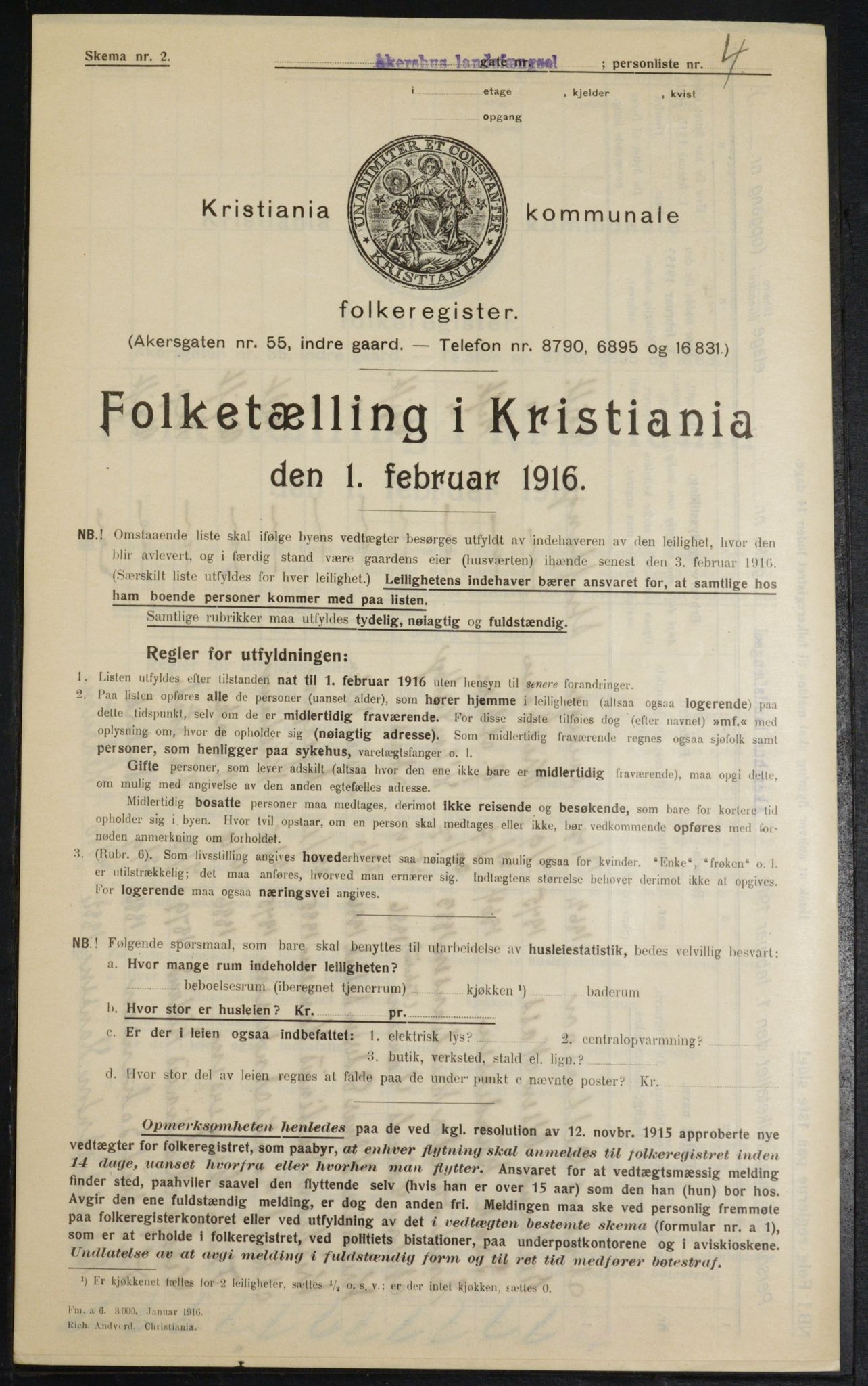 OBA, Municipal Census 1916 for Kristiania, 1916, p. 24608