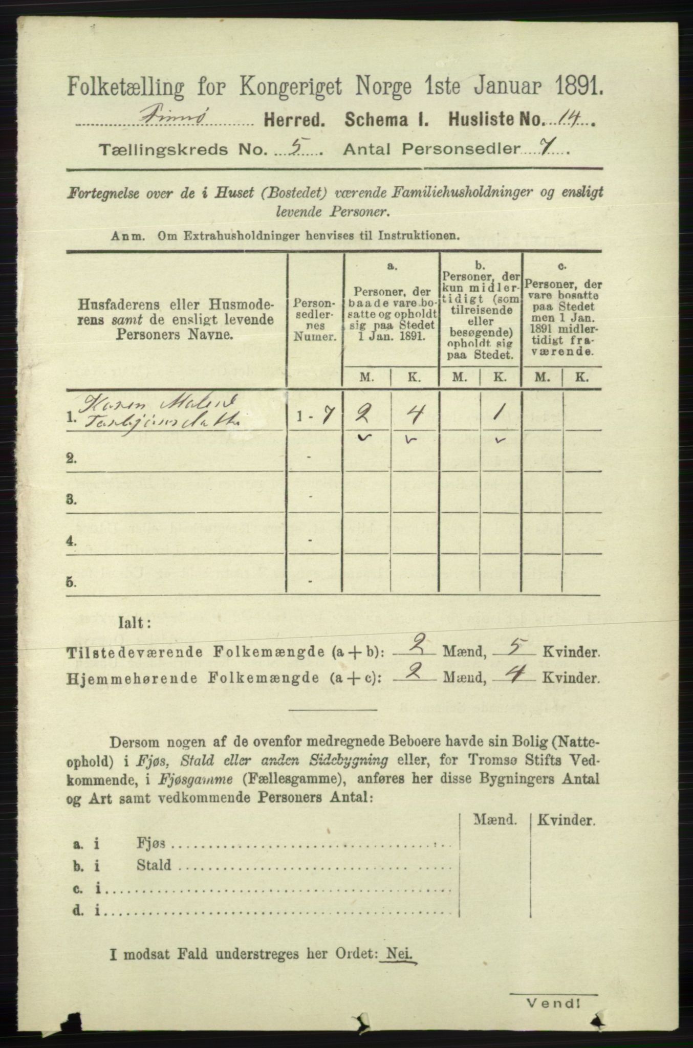 RA, 1891 census for 1141 Finnøy, 1891, p. 1098