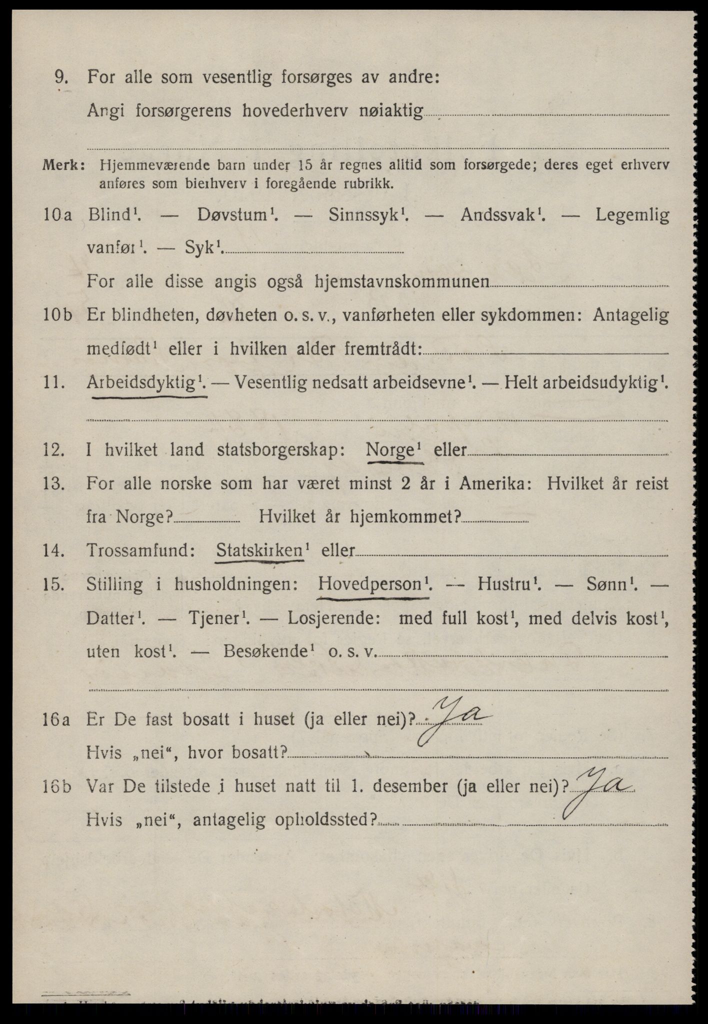 SAT, 1920 census for Sandøy, 1920, p. 2307