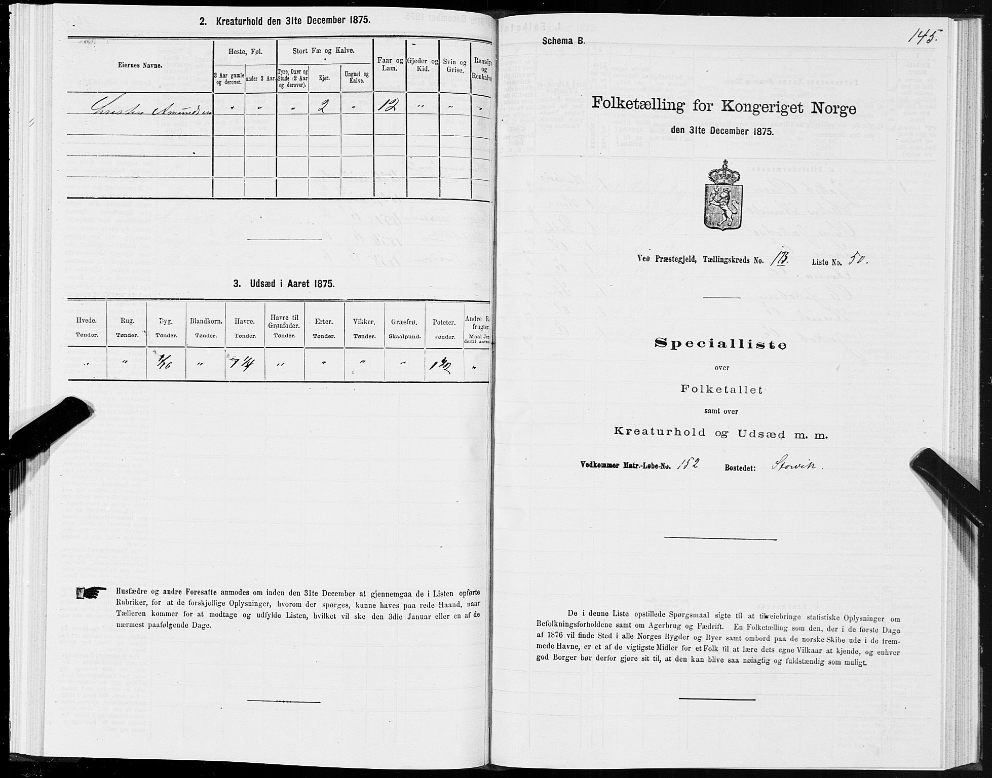 SAT, 1875 census for 1541P Veøy, 1875, p. 1145