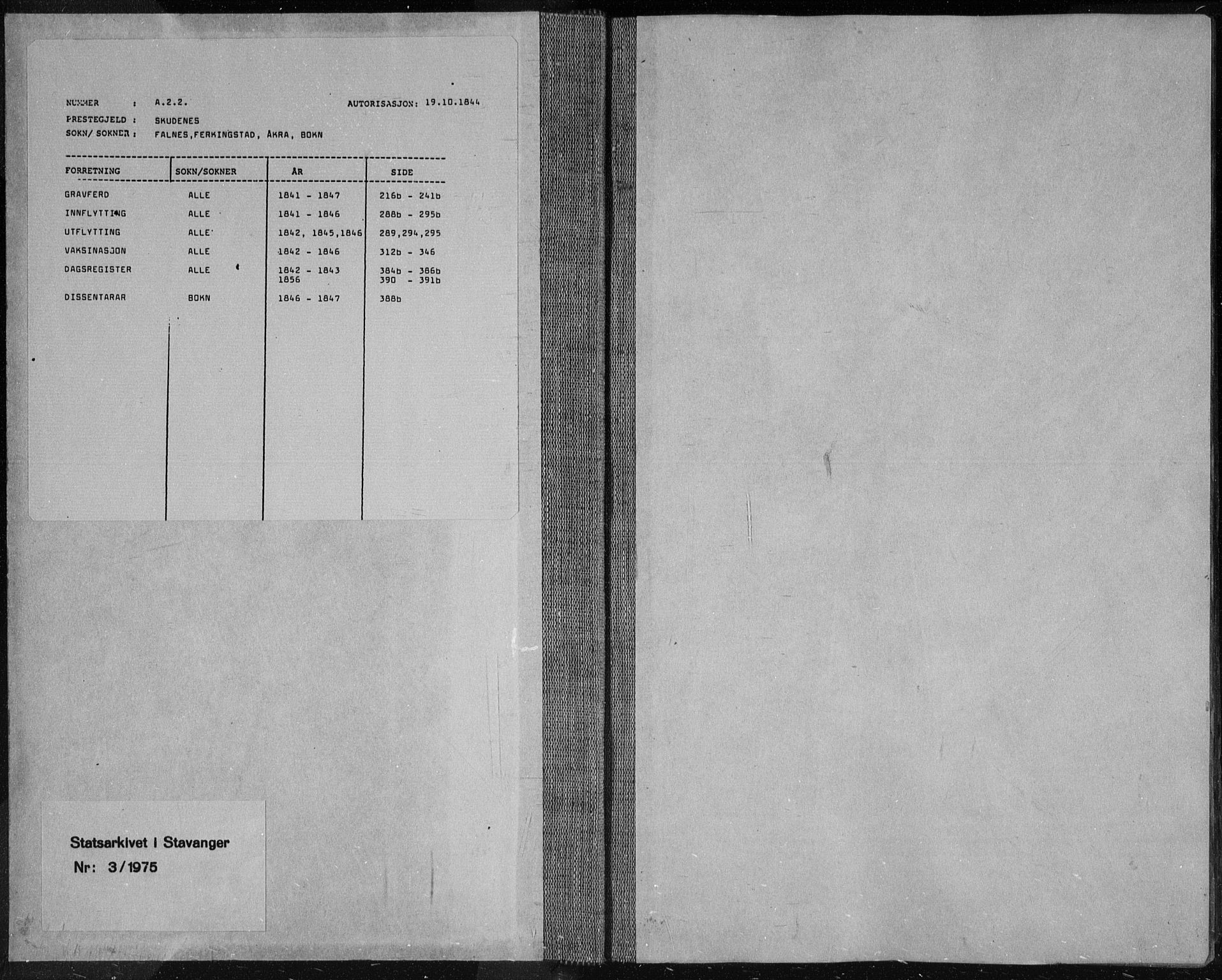 Skudenes sokneprestkontor, SAST/A -101849/H/Ha/Haa/L0003: Parish register (official) no. A 2.2, 1841-1846