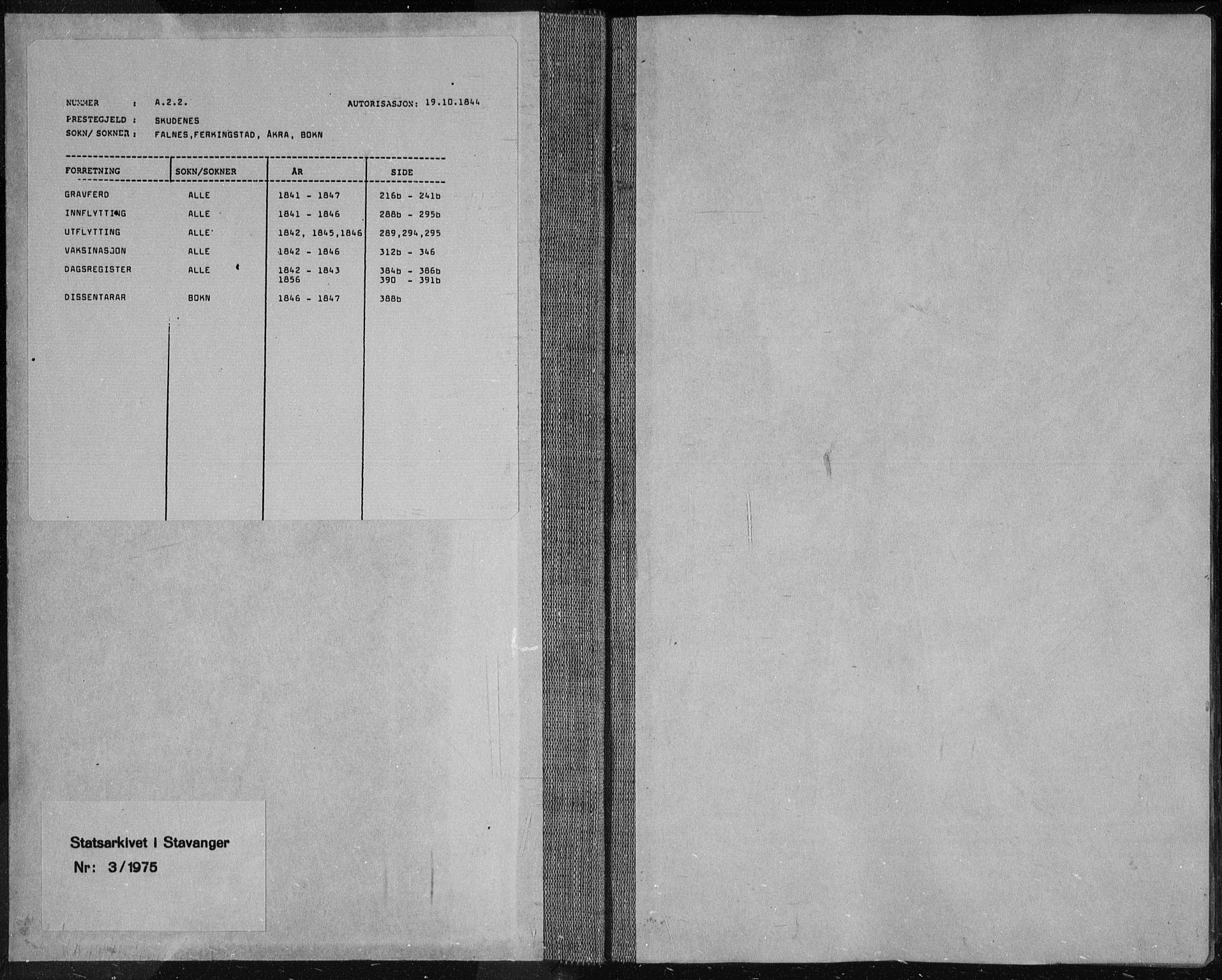 Skudenes sokneprestkontor, AV/SAST-A -101849/H/Ha/Haa/L0003: Parish register (official) no. A 2.2, 1841-1846