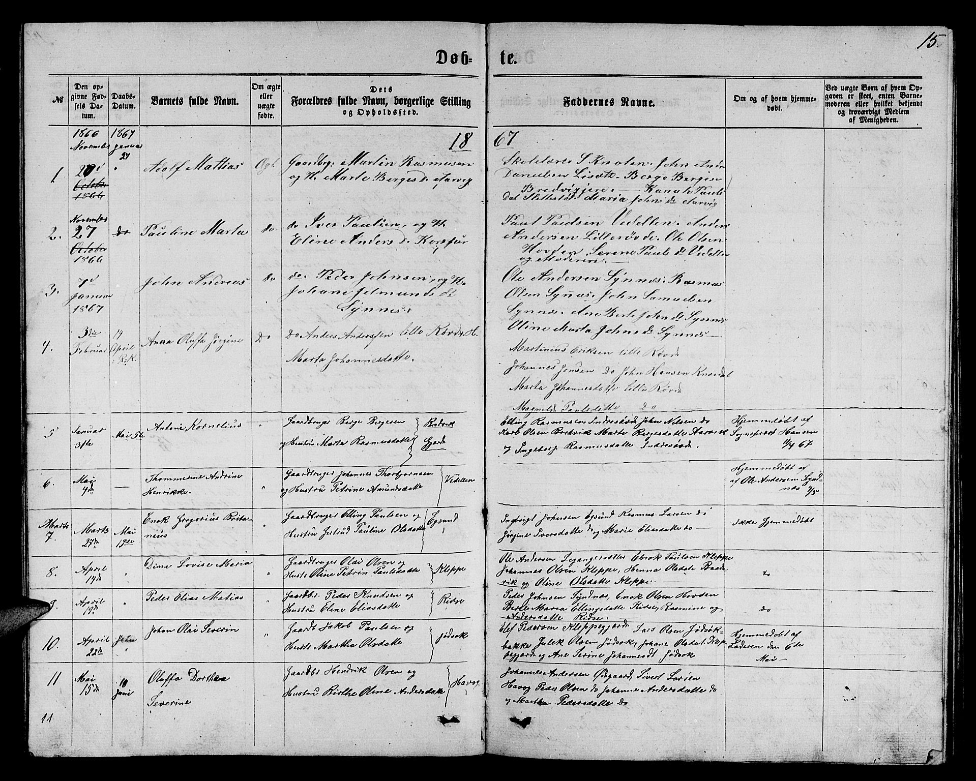 Ministerialprotokoller, klokkerbøker og fødselsregistre - Møre og Romsdal, SAT/A-1454/504/L0059: Parish register (copy) no. 504C01, 1863-1883, p. 15