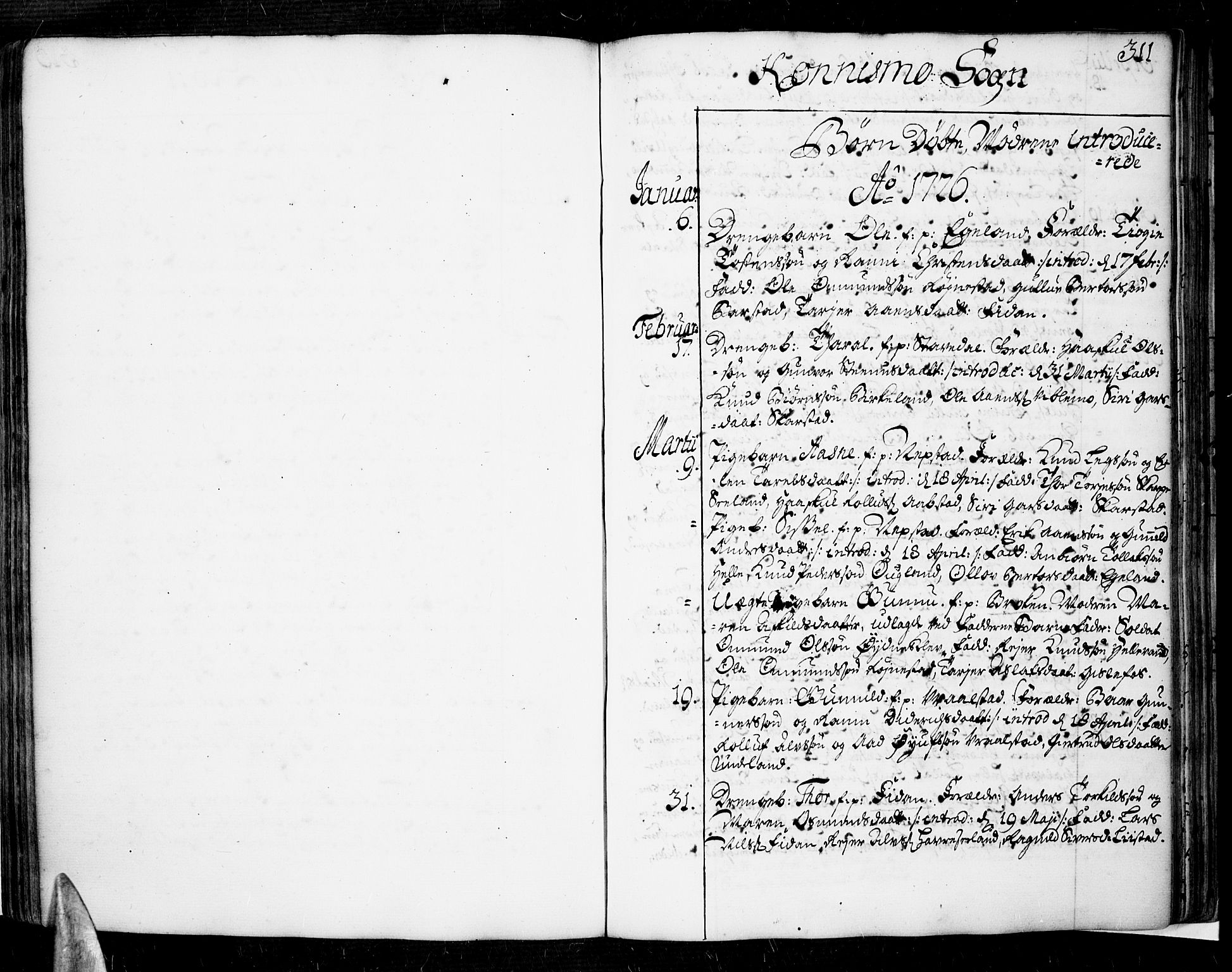 Sør-Audnedal sokneprestkontor, SAK/1111-0039/F/Fa/Fab/L0001: Parish register (official) no. A 1 /4, 1726-1774, p. 311
