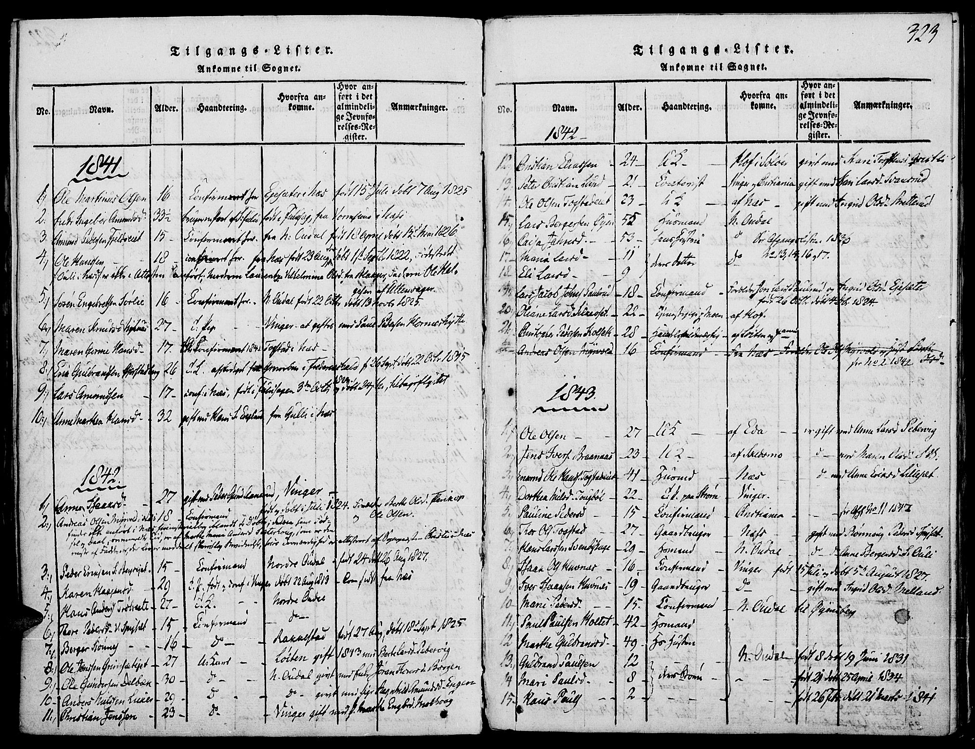 Strøm-Odalen prestekontor, SAH/PREST-028/H/Ha/Haa/L0006: Parish register (official) no. 6, 1814-1850, p. 323