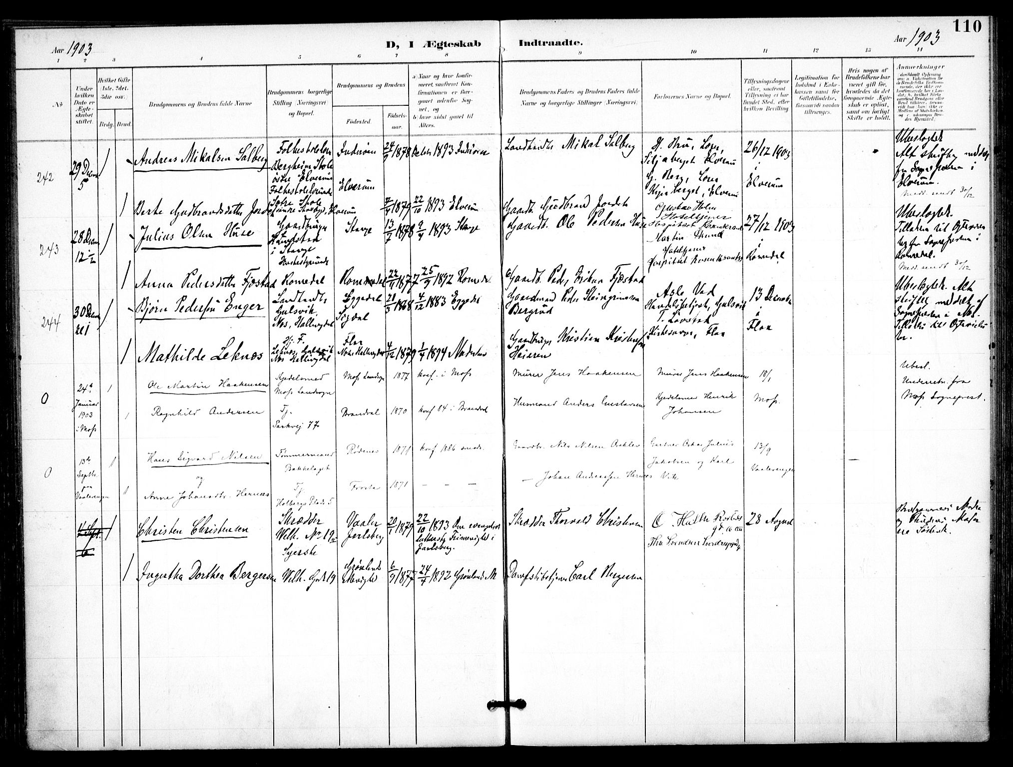 Trefoldighet prestekontor Kirkebøker, SAO/A-10882/F/Fc/L0005: Parish register (official) no. III 5, 1900-1908, p. 110