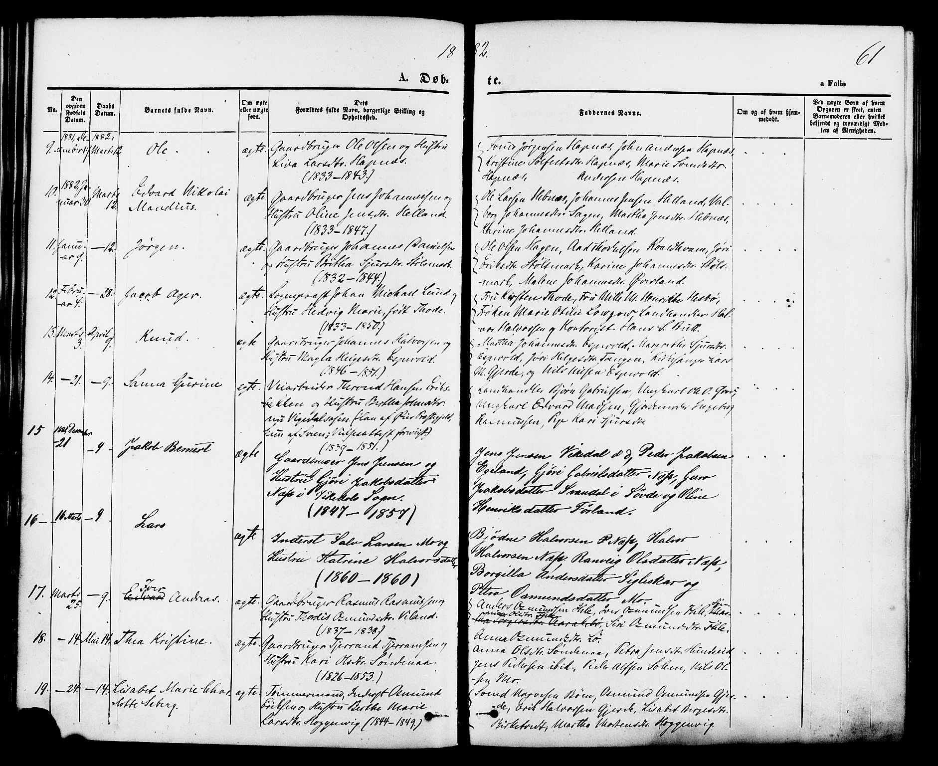 Vikedal sokneprestkontor, SAST/A-101840/01/IV: Parish register (official) no. A 7, 1868-1883, p. 61