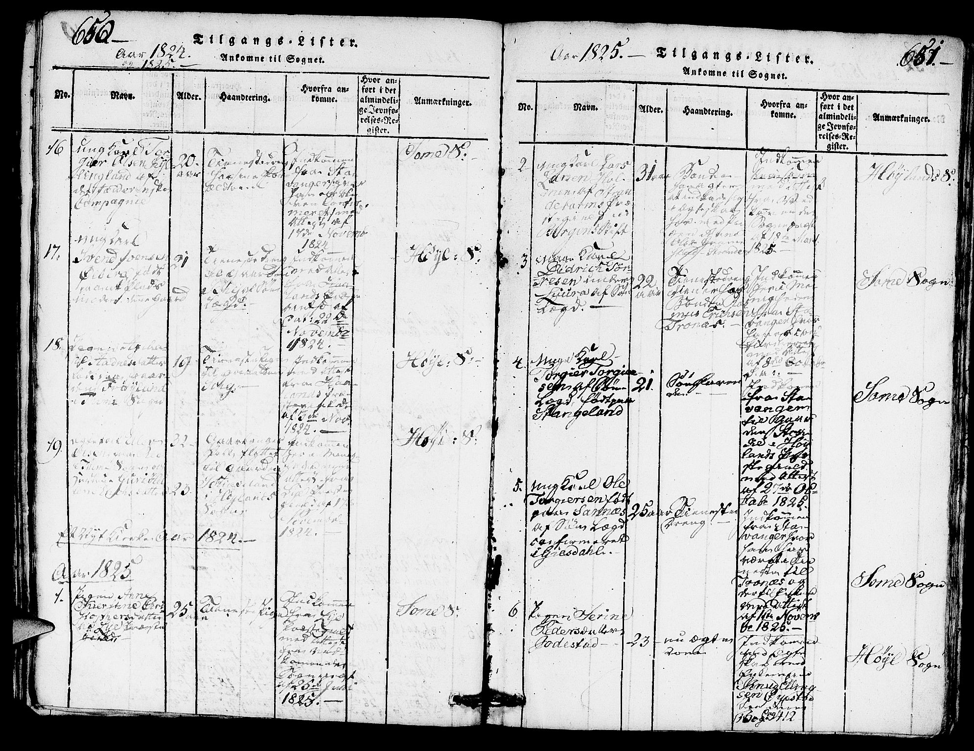 Høyland sokneprestkontor, SAST/A-101799/001/30BA/L0006: Parish register (official) no. A 6, 1815-1825, p. 650-651