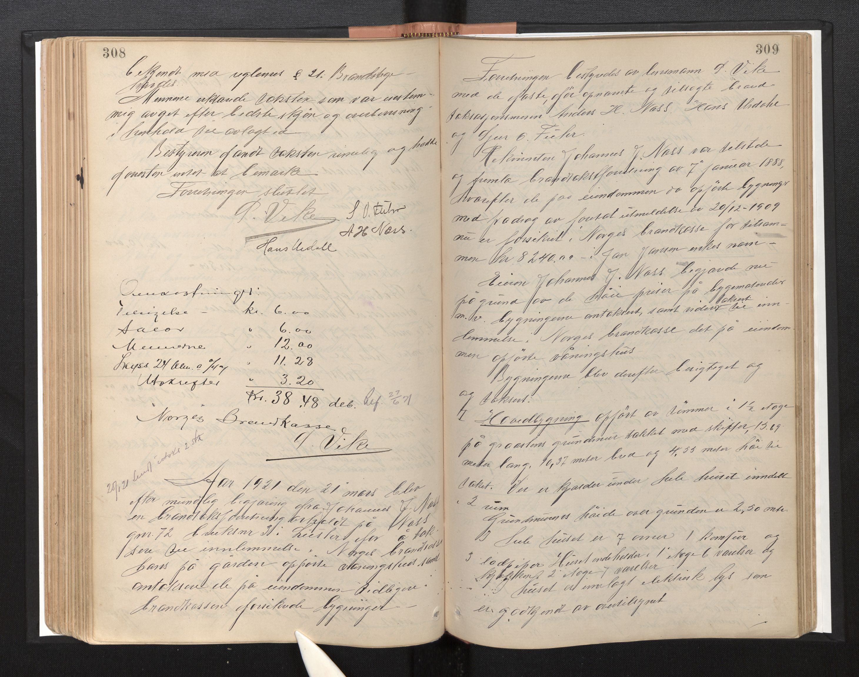 Lensmannen i Luster, AV/SAB-A-29301/0012/L0004: Branntakstprotokoll, 1885-1929, p. 308-309
