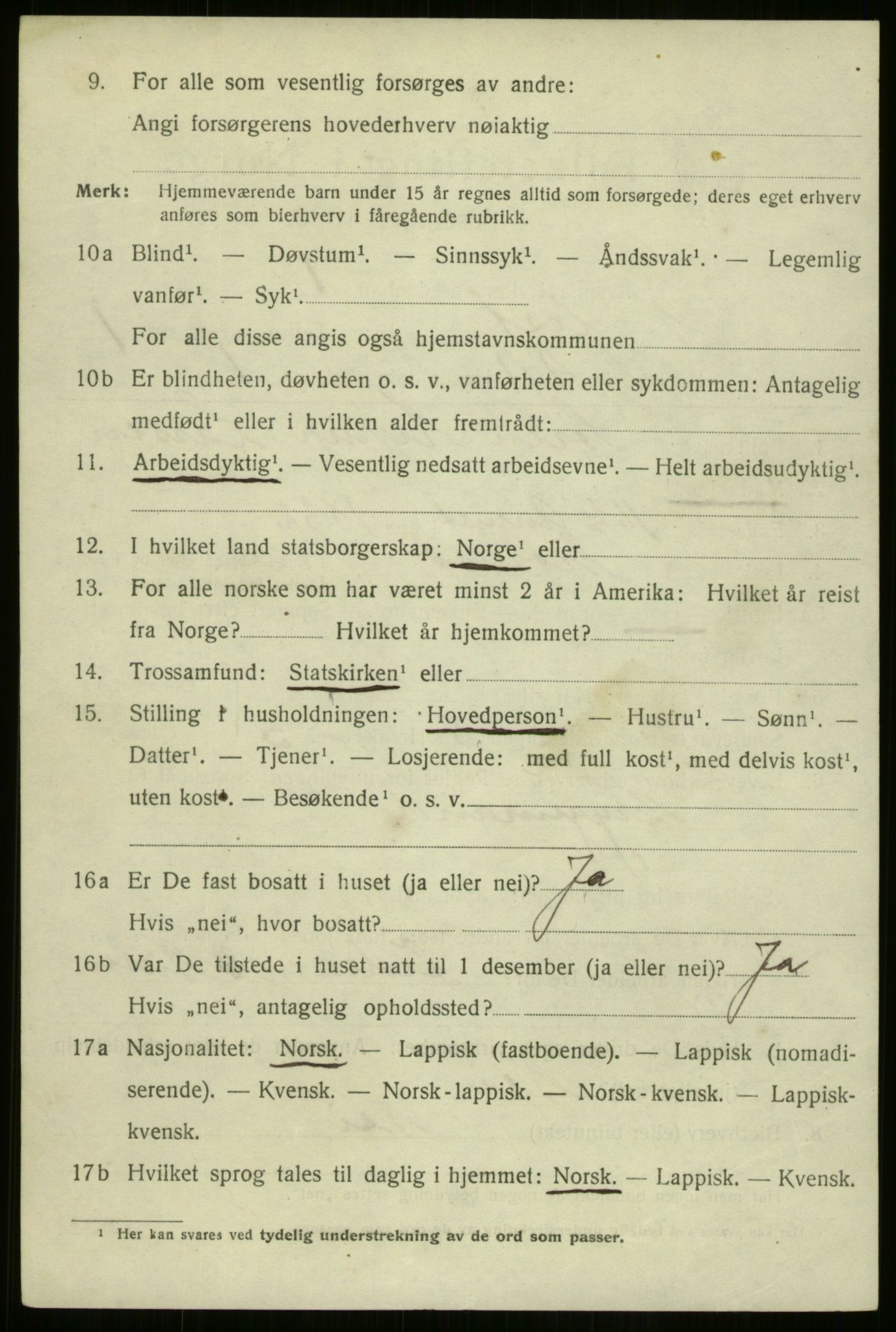 SATØ, 1920 census for Hammerfest, 1920, p. 3153