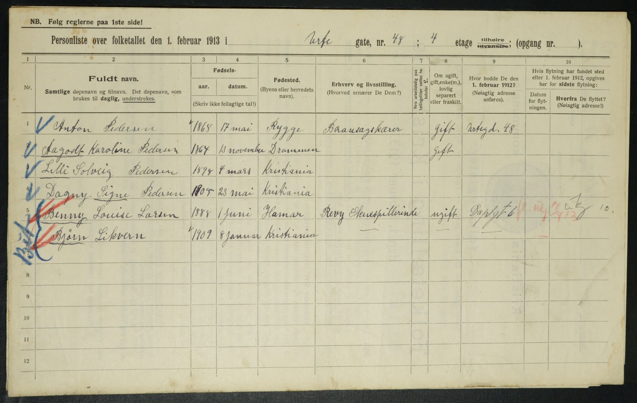 OBA, Municipal Census 1913 for Kristiania, 1913, p. 121240