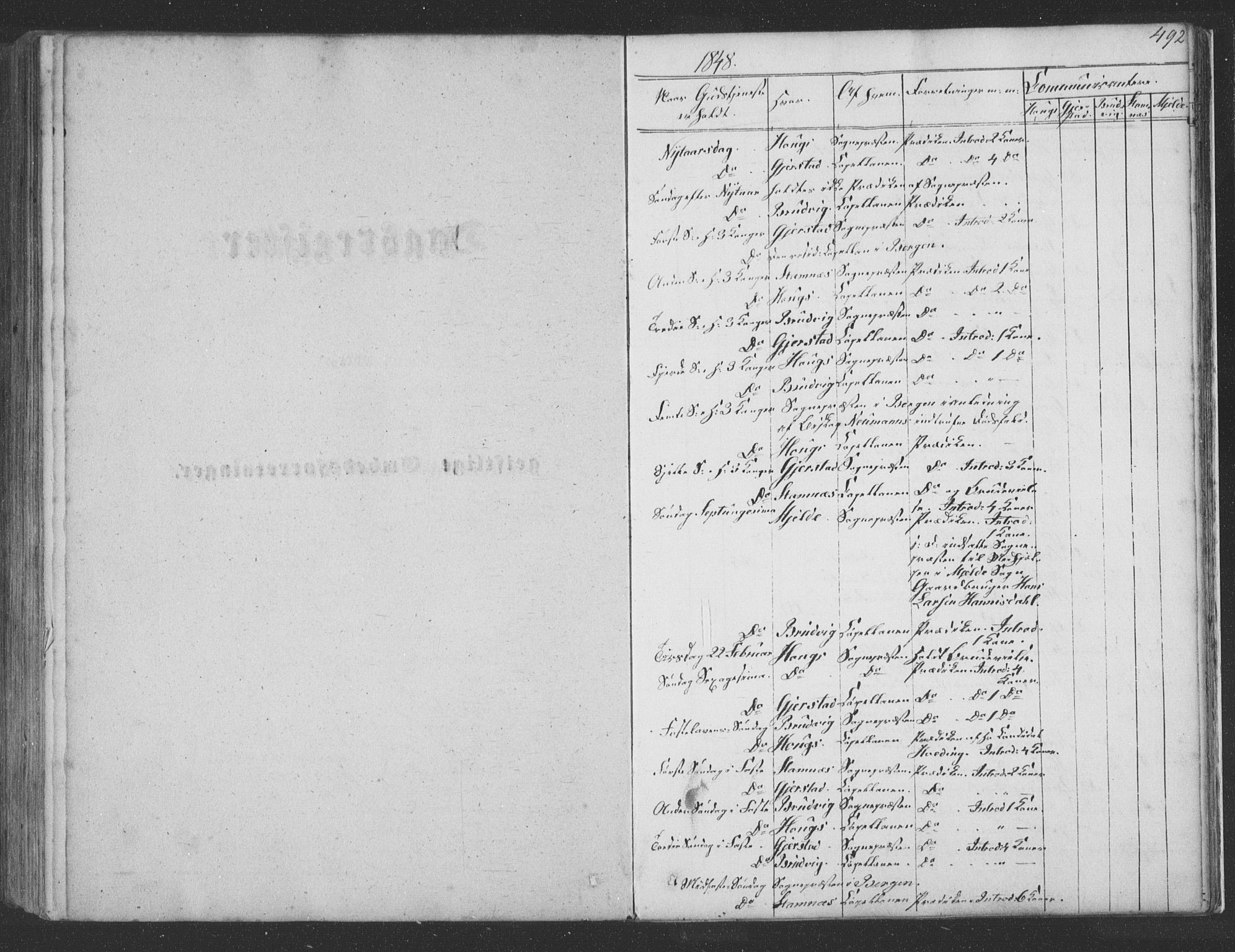 Haus sokneprestembete, SAB/A-75601/H/Haa: Parish register (official) no. A 16 II, 1848-1857, p. 492