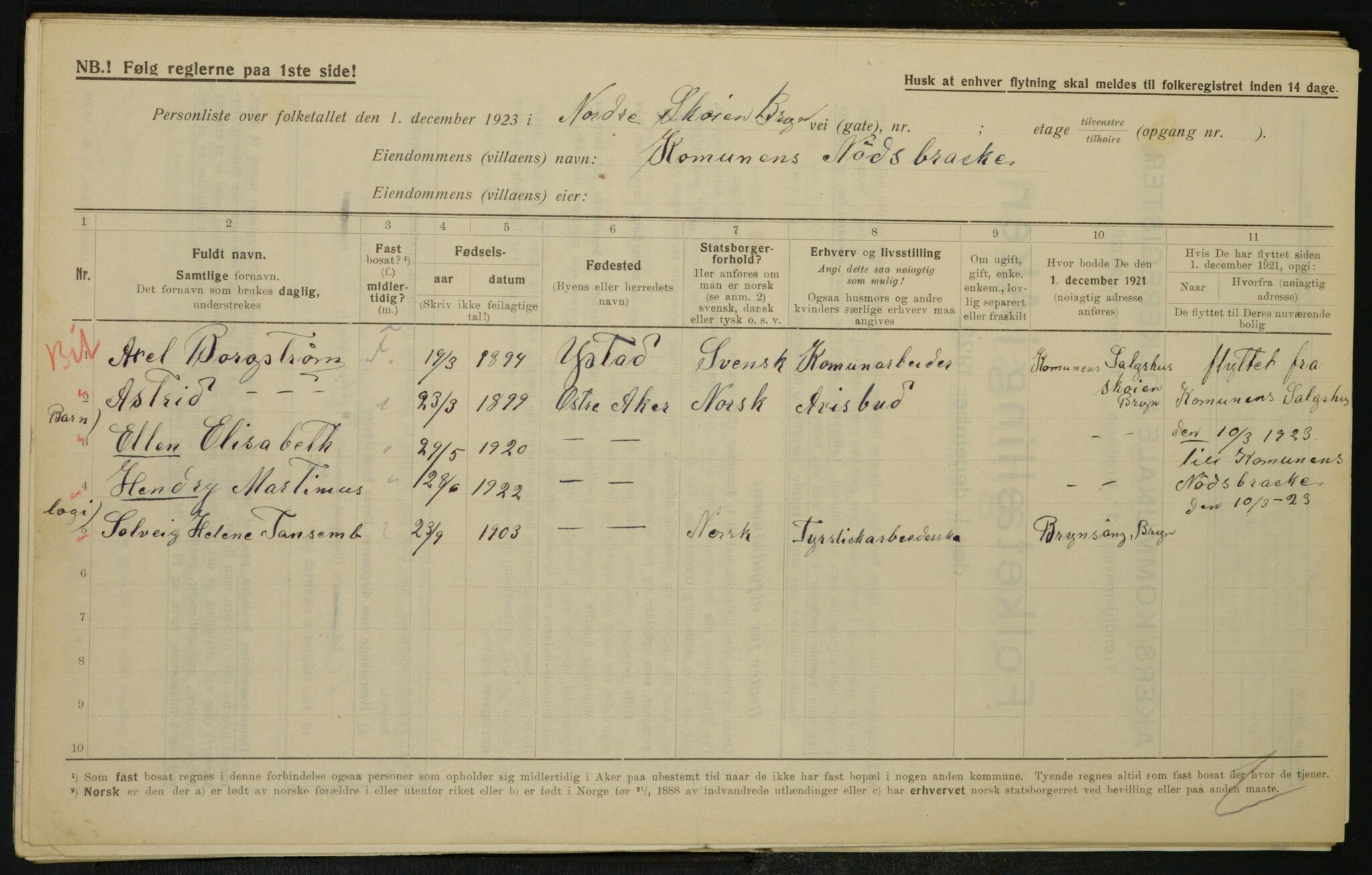 , Municipal Census 1923 for Aker, 1923, p. 26076