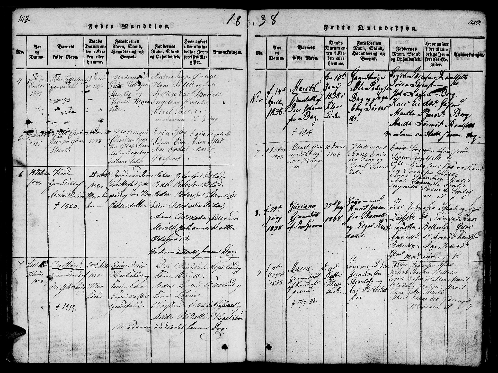 Ministerialprotokoller, klokkerbøker og fødselsregistre - Møre og Romsdal, AV/SAT-A-1454/557/L0679: Parish register (official) no. 557A01, 1818-1843, p. 148-149