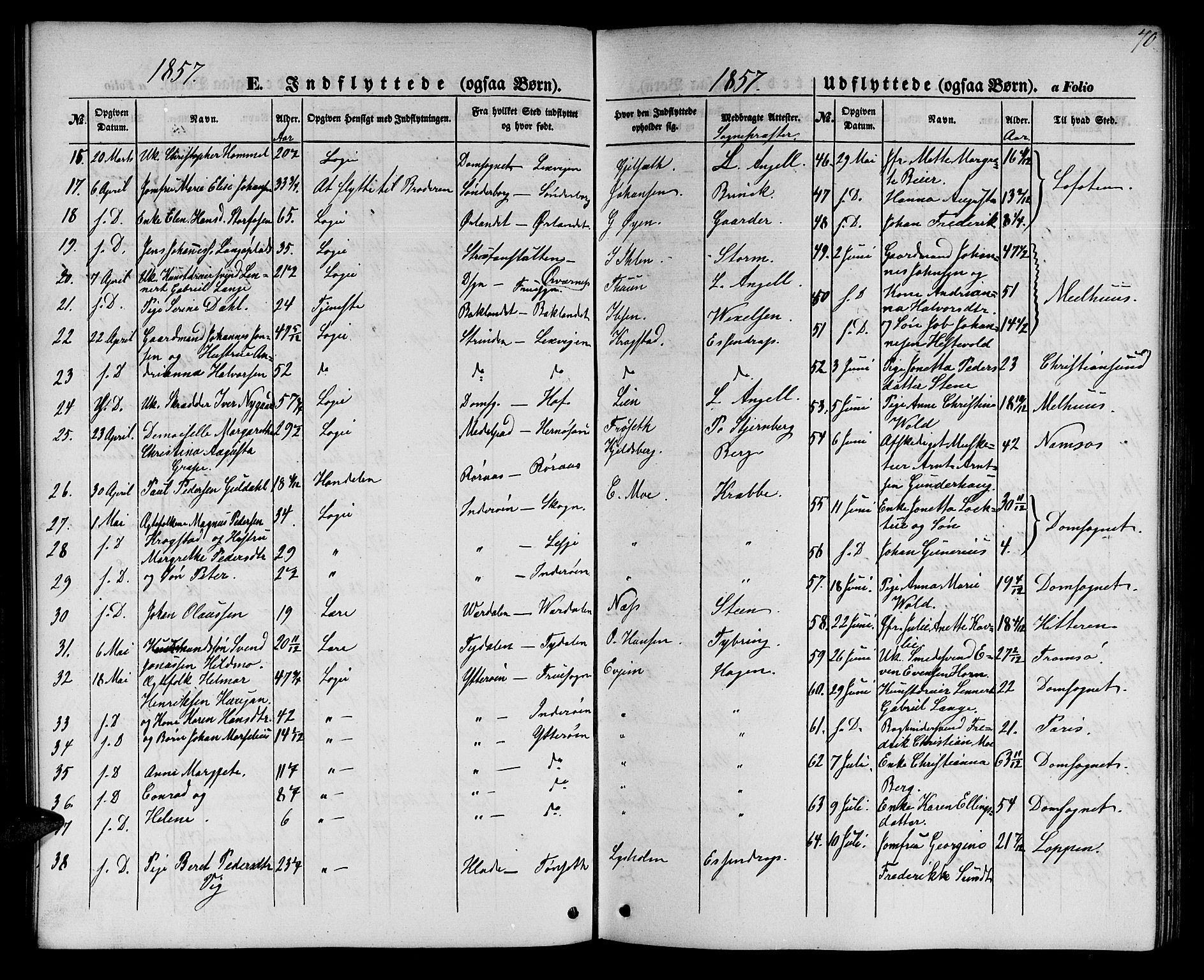 Ministerialprotokoller, klokkerbøker og fødselsregistre - Sør-Trøndelag, SAT/A-1456/602/L0113: Parish register (official) no. 602A11, 1849-1861, p. 70