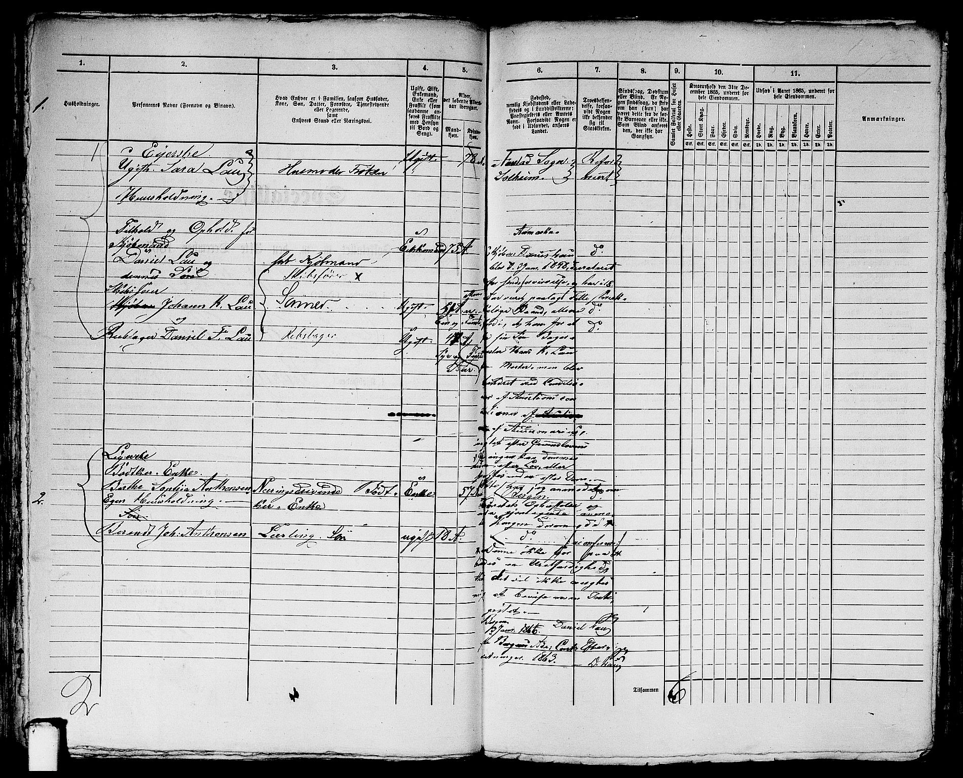 RA, 1865 census for Bergen, 1865, p. 5175