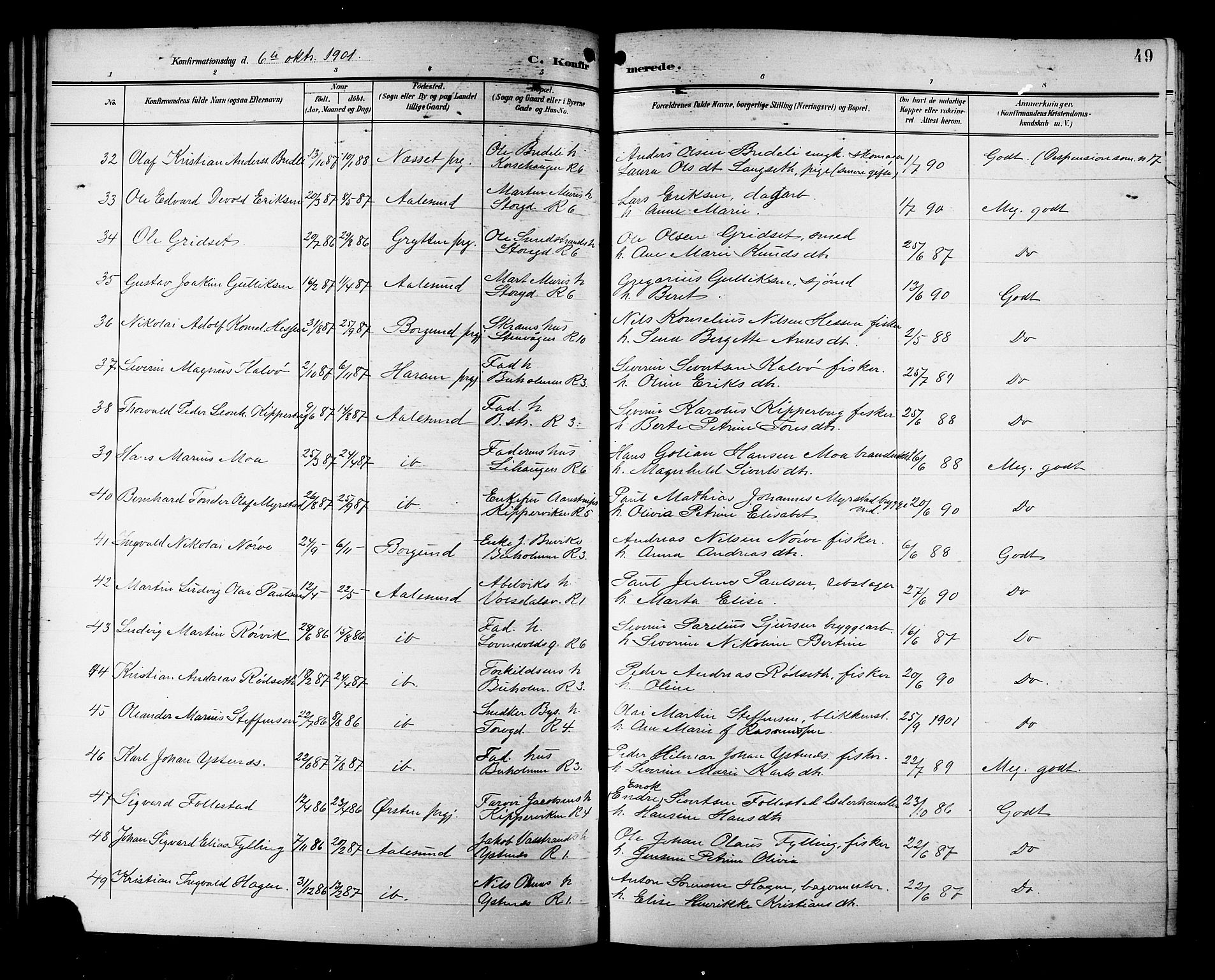 Ministerialprotokoller, klokkerbøker og fødselsregistre - Møre og Romsdal, AV/SAT-A-1454/529/L0469: Parish register (copy) no. 529C06, 1898-1906, p. 49