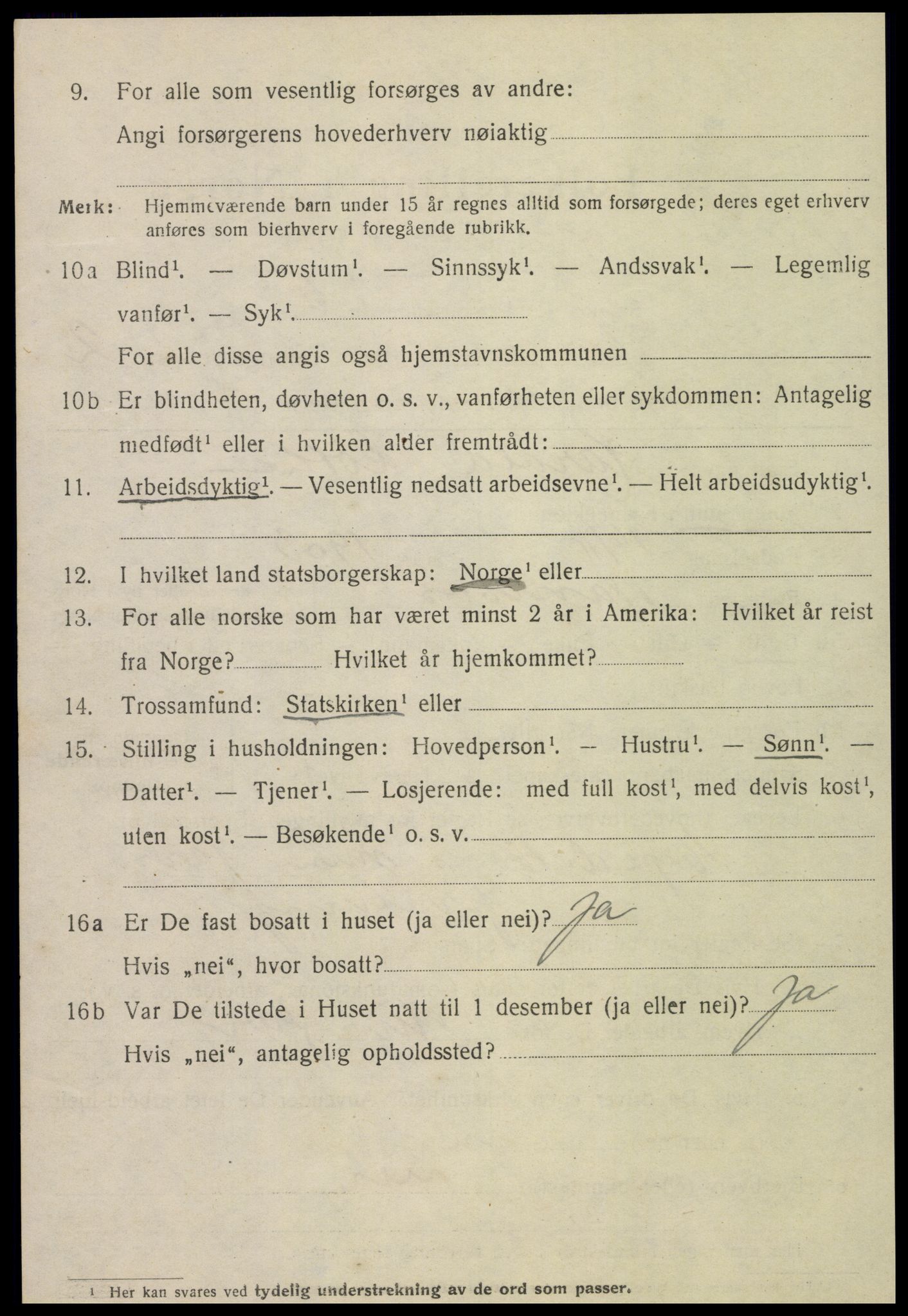 SAT, 1920 census for Namsos, 1920, p. 3740