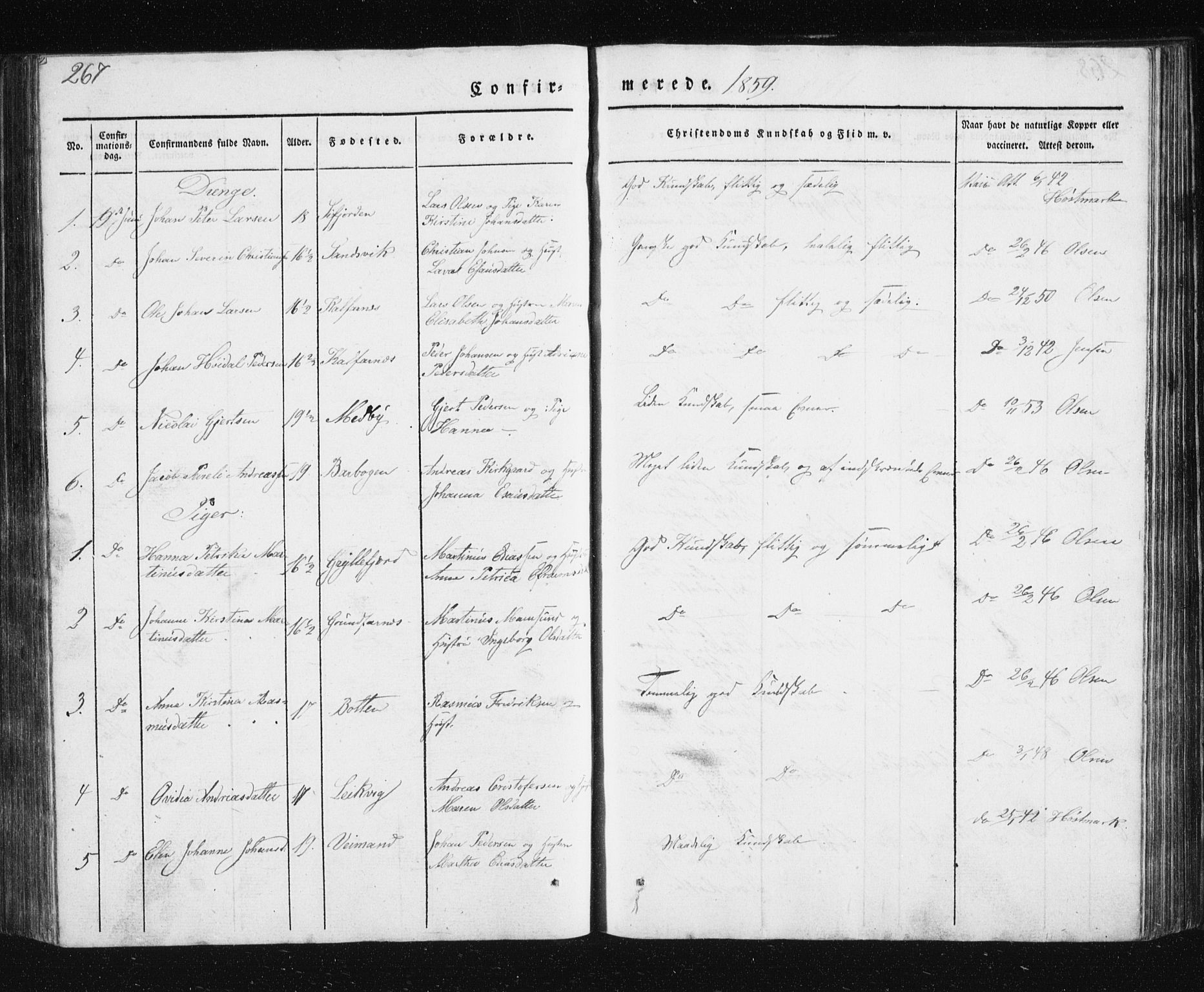 Berg sokneprestkontor, SATØ/S-1318/G/Ga/Gab/L0011klokker: Parish register (copy) no. 11, 1833-1878, p. 267