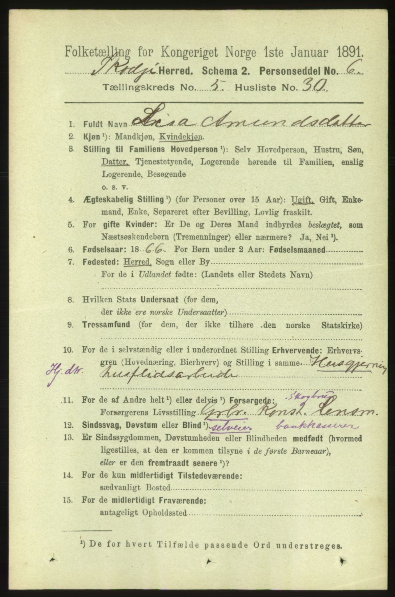 RA, 1891 census for 1529 Skodje, 1891, p. 1019