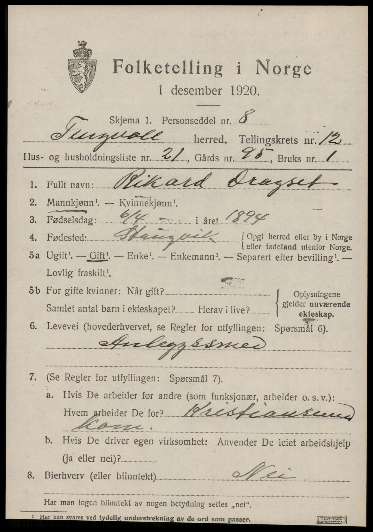 SAT, 1920 census for Tingvoll, 1920, p. 6238