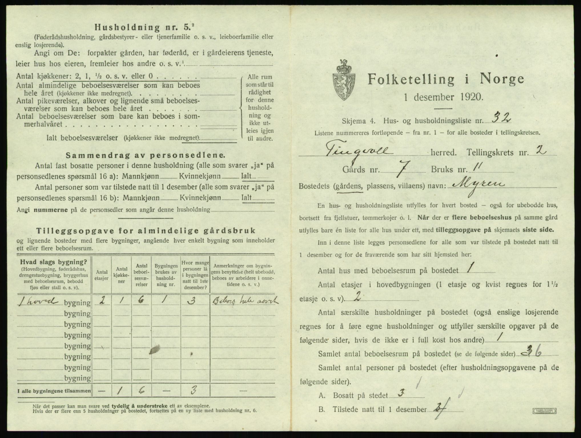 SAT, 1920 census for Tingvoll, 1920, p. 140