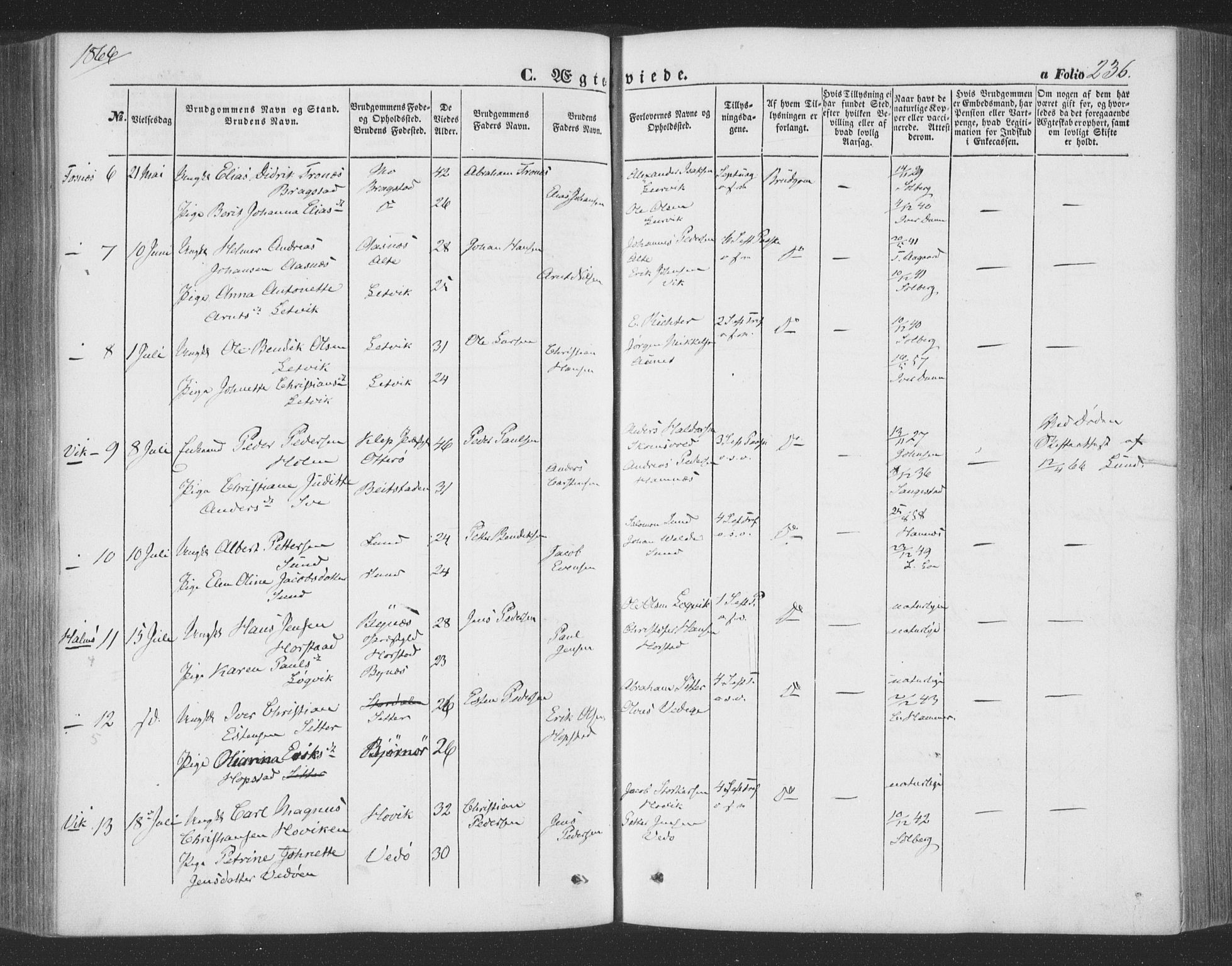 Ministerialprotokoller, klokkerbøker og fødselsregistre - Nord-Trøndelag, SAT/A-1458/773/L0615: Parish register (official) no. 773A06, 1857-1870, p. 236
