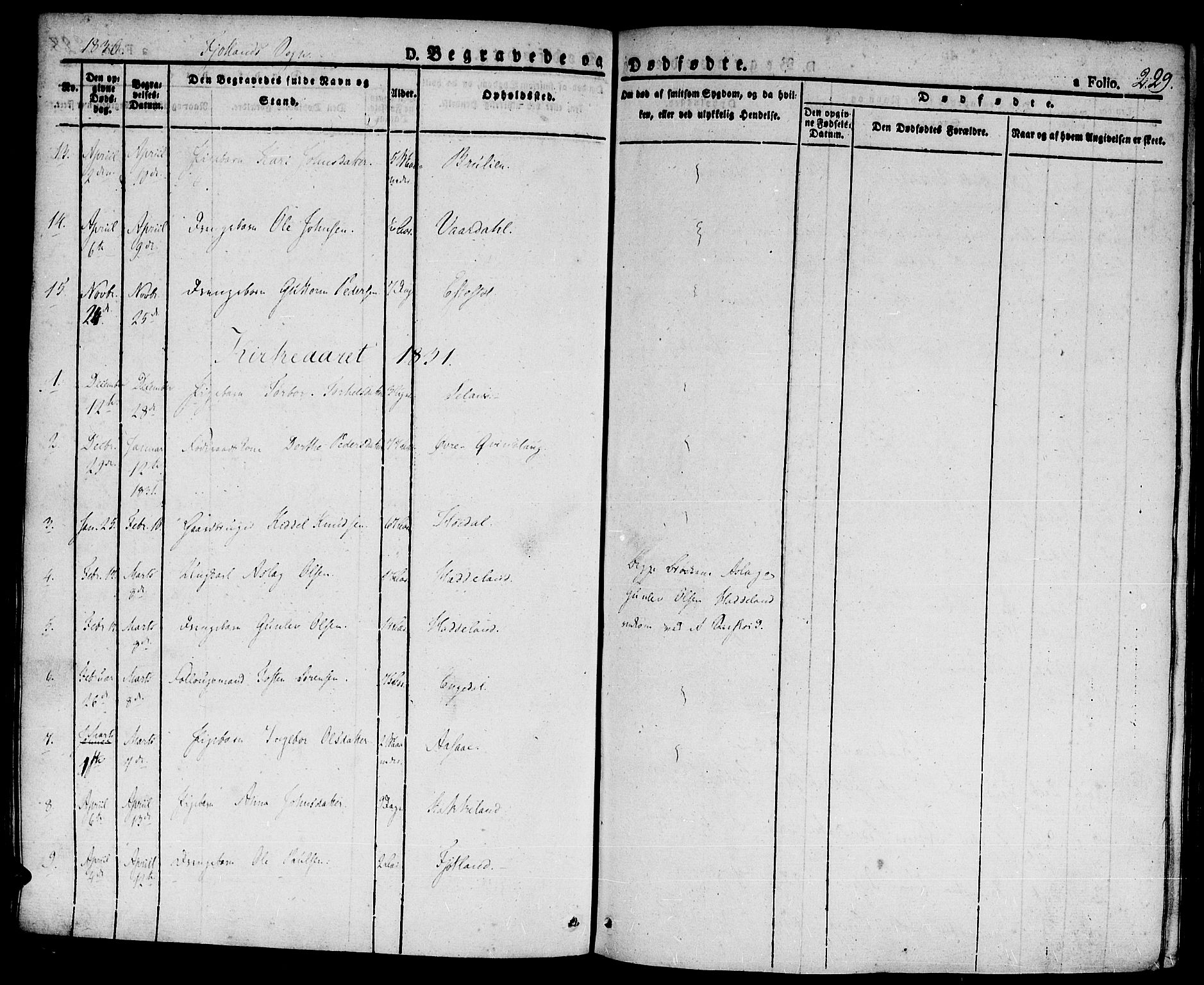 Hægebostad sokneprestkontor, AV/SAK-1111-0024/F/Fa/Faa/L0003: Parish register (official) no. A 3 /2, 1825-1840, p. 229