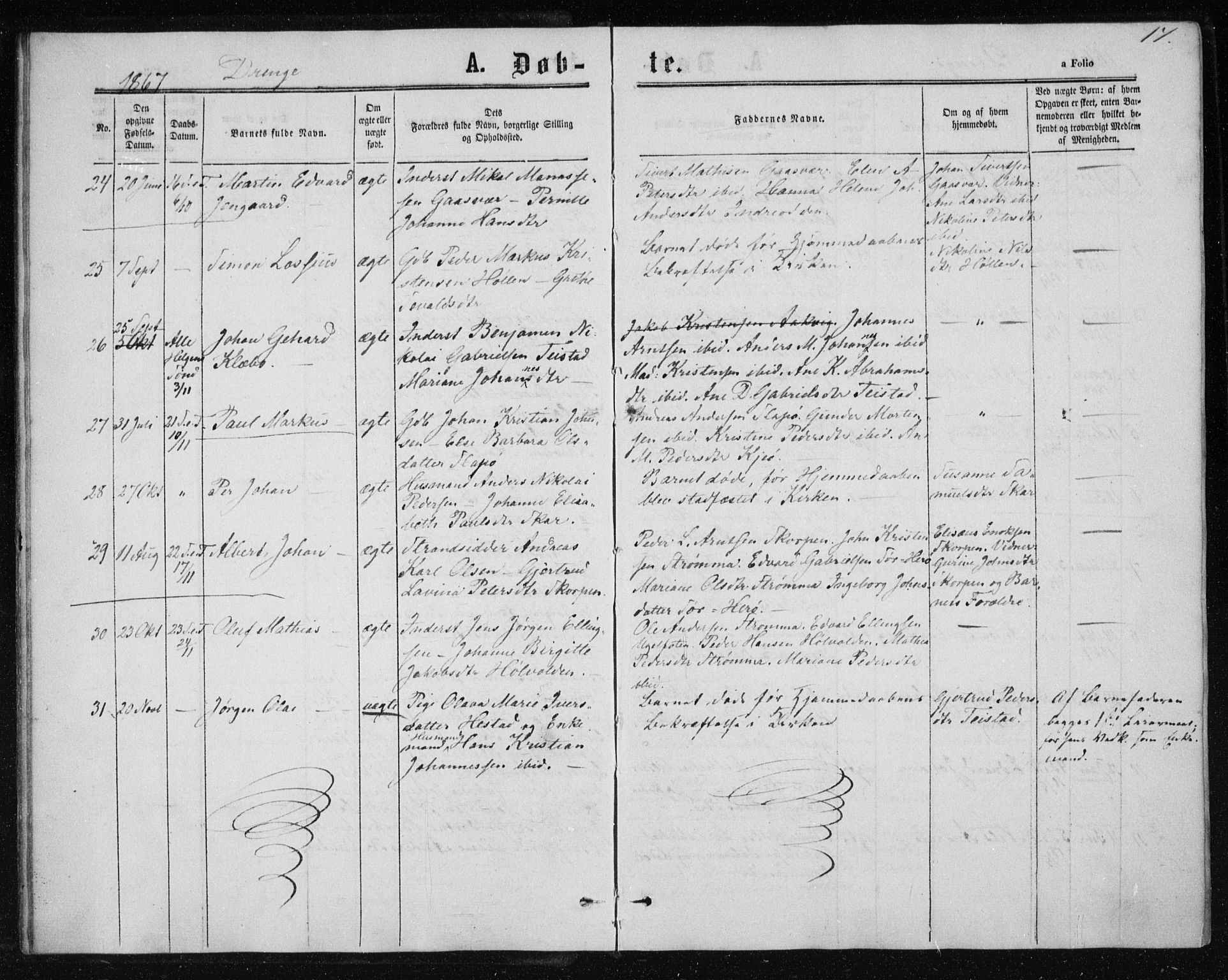 Ministerialprotokoller, klokkerbøker og fødselsregistre - Nordland, AV/SAT-A-1459/834/L0505: Parish register (official) no. 834A03, 1862-1871, p. 17