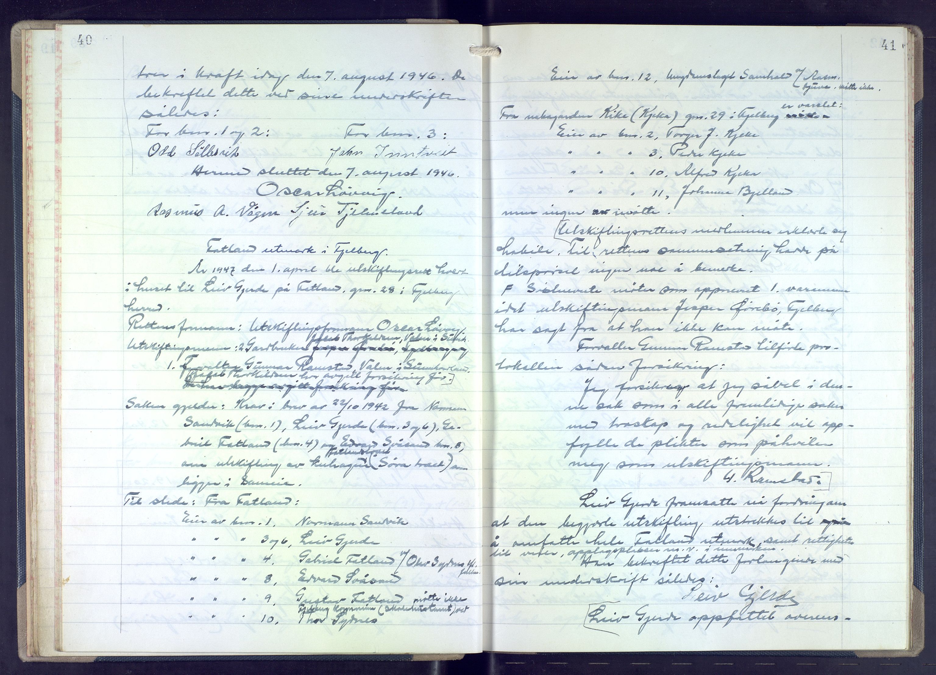 Hordaland jordskiftedøme - VII Indre Sunnhordland jordskiftedistrikt, AV/SAB-A-7401/A/Aa/L0021: Forhandlingsprotokoll, 1945-1953, p. 40-41