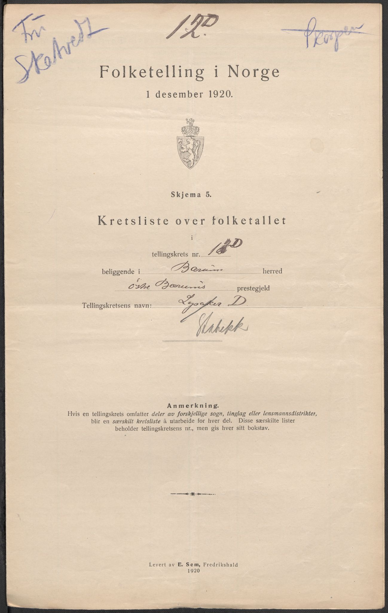 SAO, 1920 census for Bærum, 1920, p. 62