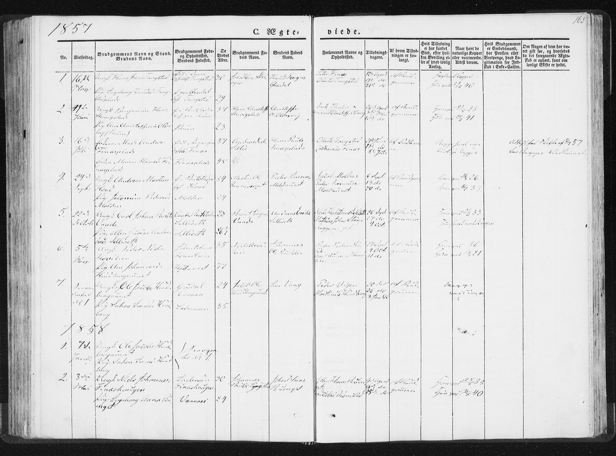 Ministerialprotokoller, klokkerbøker og fødselsregistre - Nord-Trøndelag, AV/SAT-A-1458/744/L0418: Parish register (official) no. 744A02, 1843-1866, p. 163