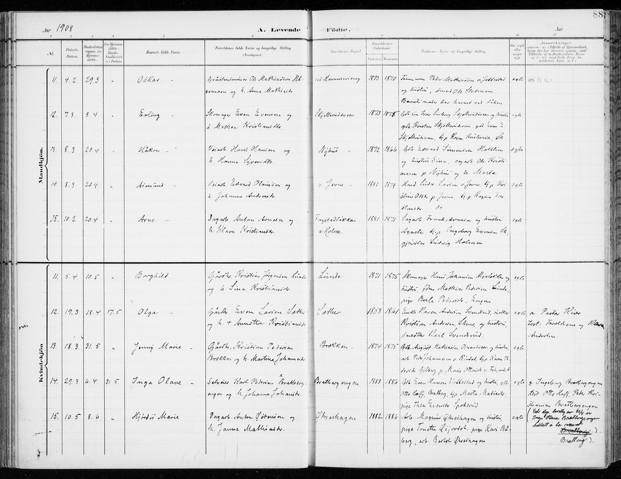 Fåberg prestekontor, AV/SAH-PREST-086/H/Ha/Haa/L0011: Parish register (official) no. 11, 1899-1913, p. 88