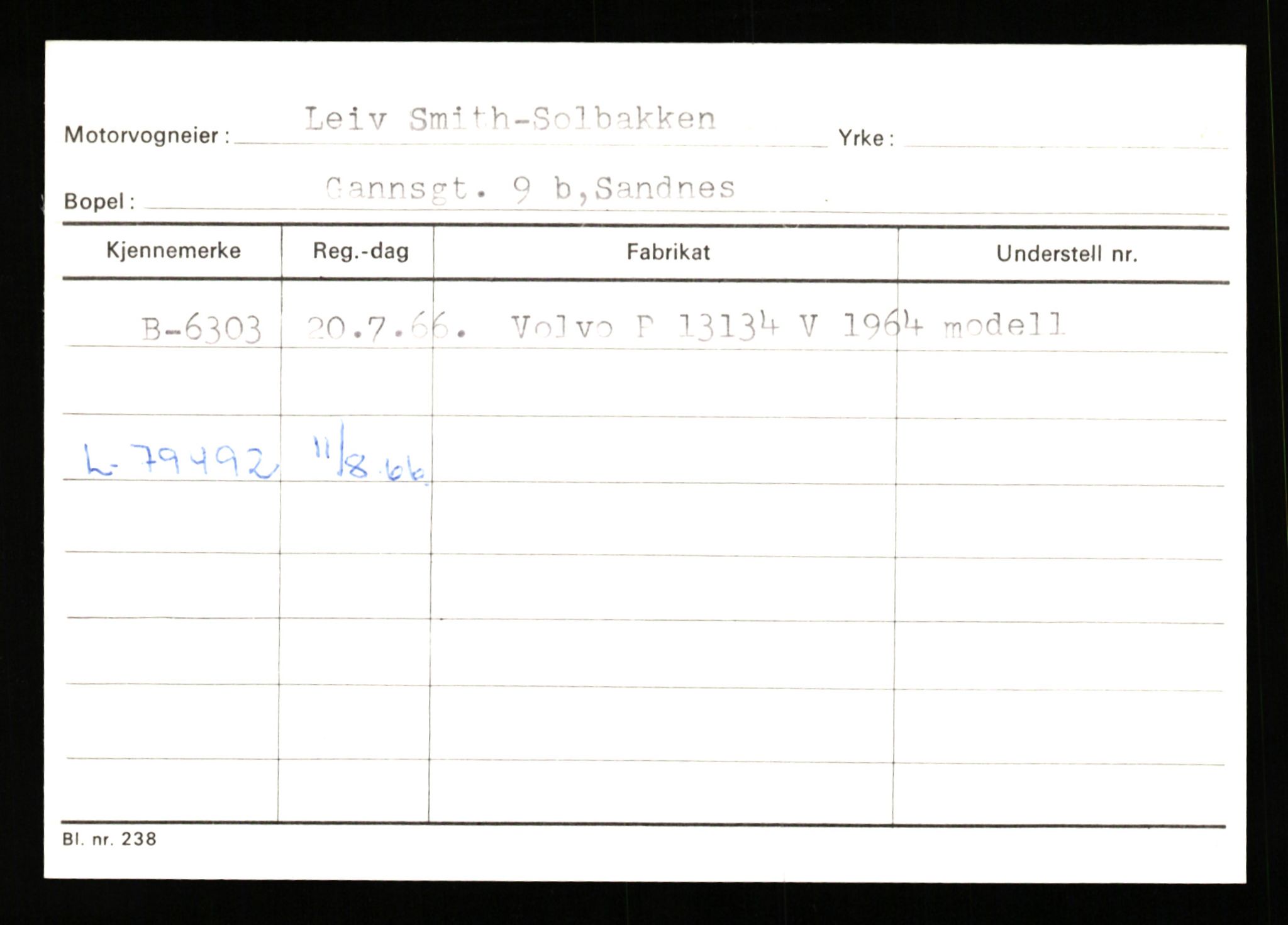 Stavanger trafikkstasjon, SAST/A-101942/0/G/L0002: Registreringsnummer: 5791 - 10405, 1930-1971, p. 207