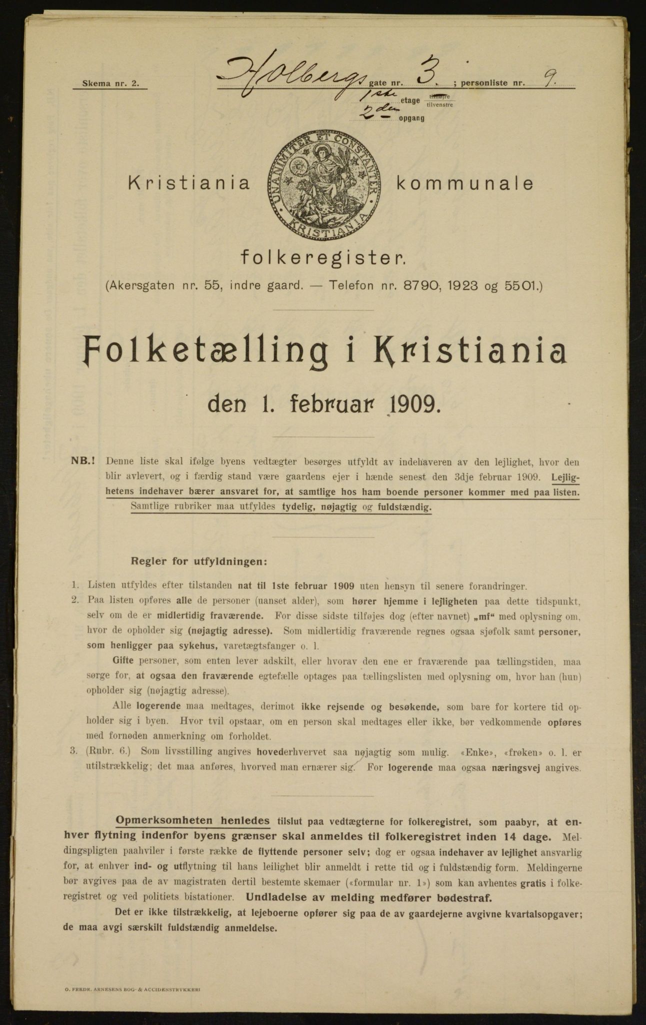 OBA, Municipal Census 1909 for Kristiania, 1909, p. 36497