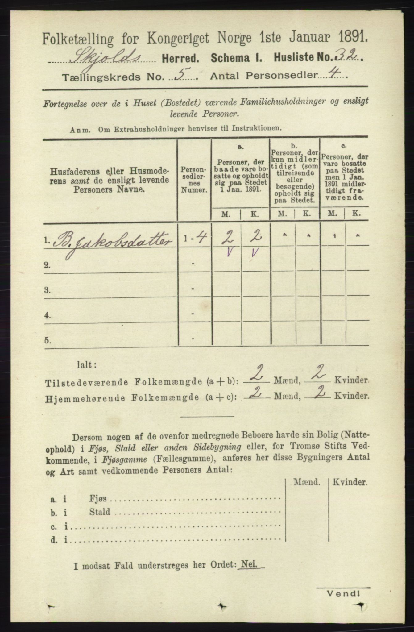 RA, 1891 census for 1154 Skjold, 1891, p. 760