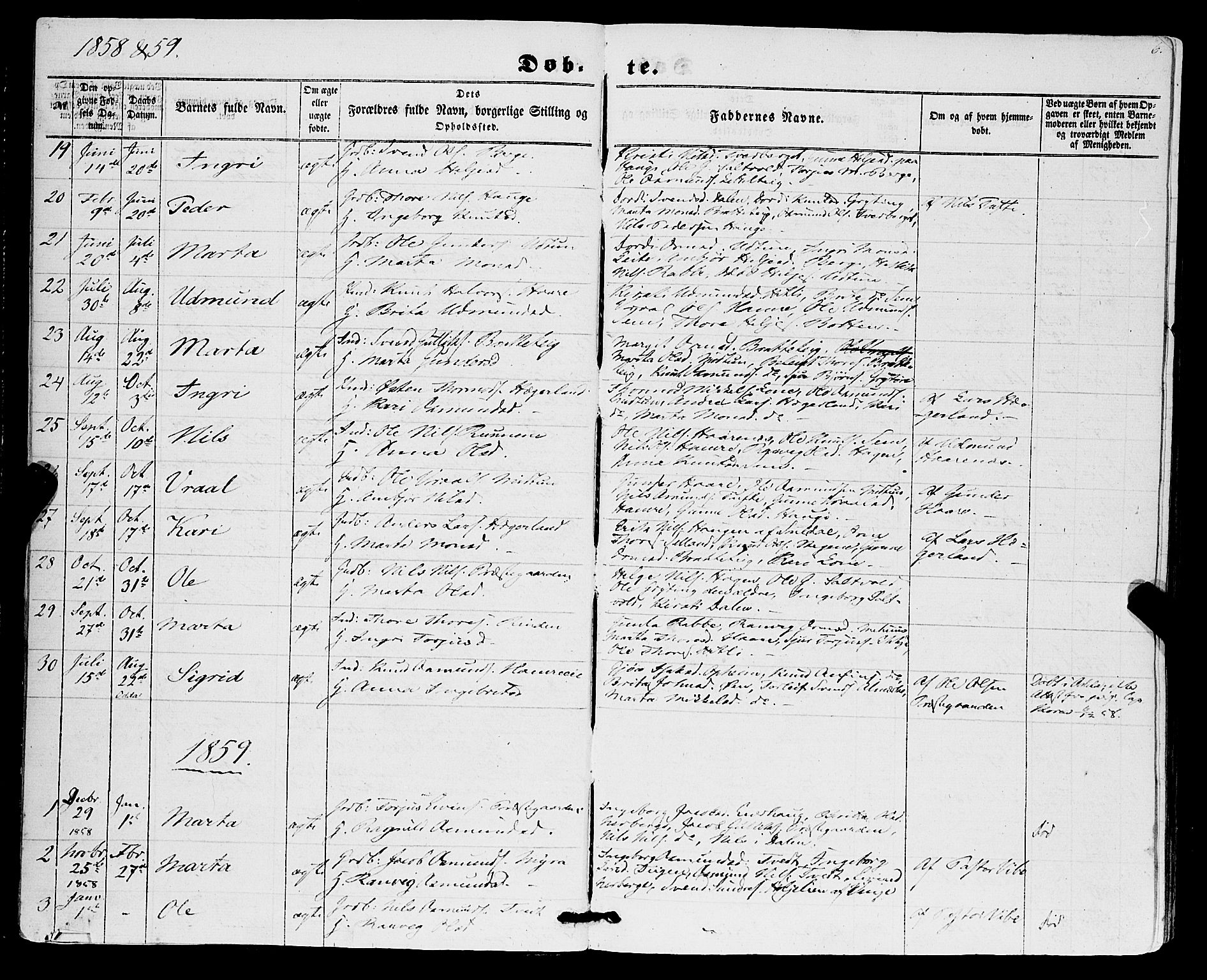 Røldal sokneprestembete, SAB/A-100247: Parish register (official) no. A 3, 1856-1870, p. 6