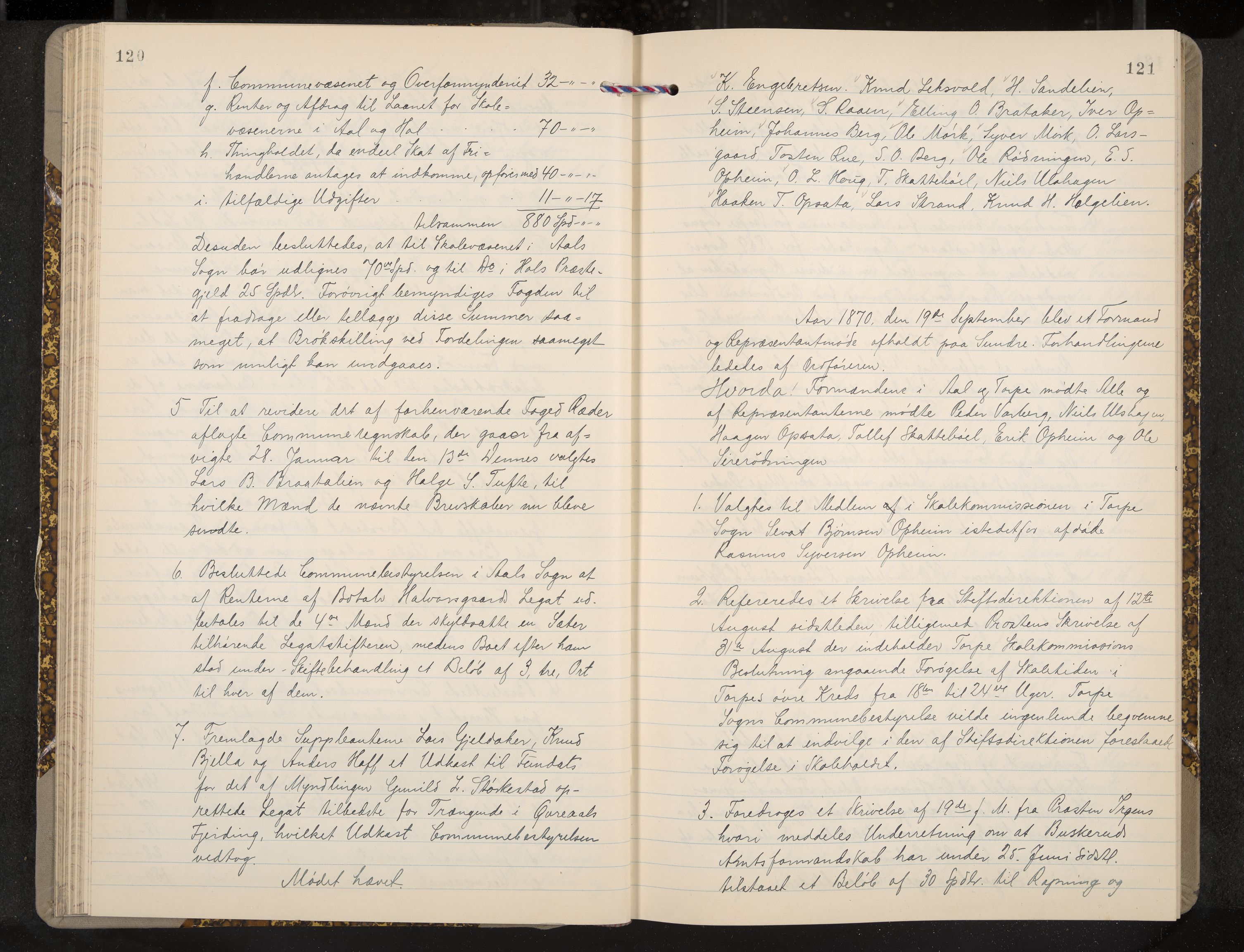 Ål formannskap og sentraladministrasjon, IKAK/0619021/A/Aa/L0003: Utskrift av møtebok, 1864-1880, p. 120-121