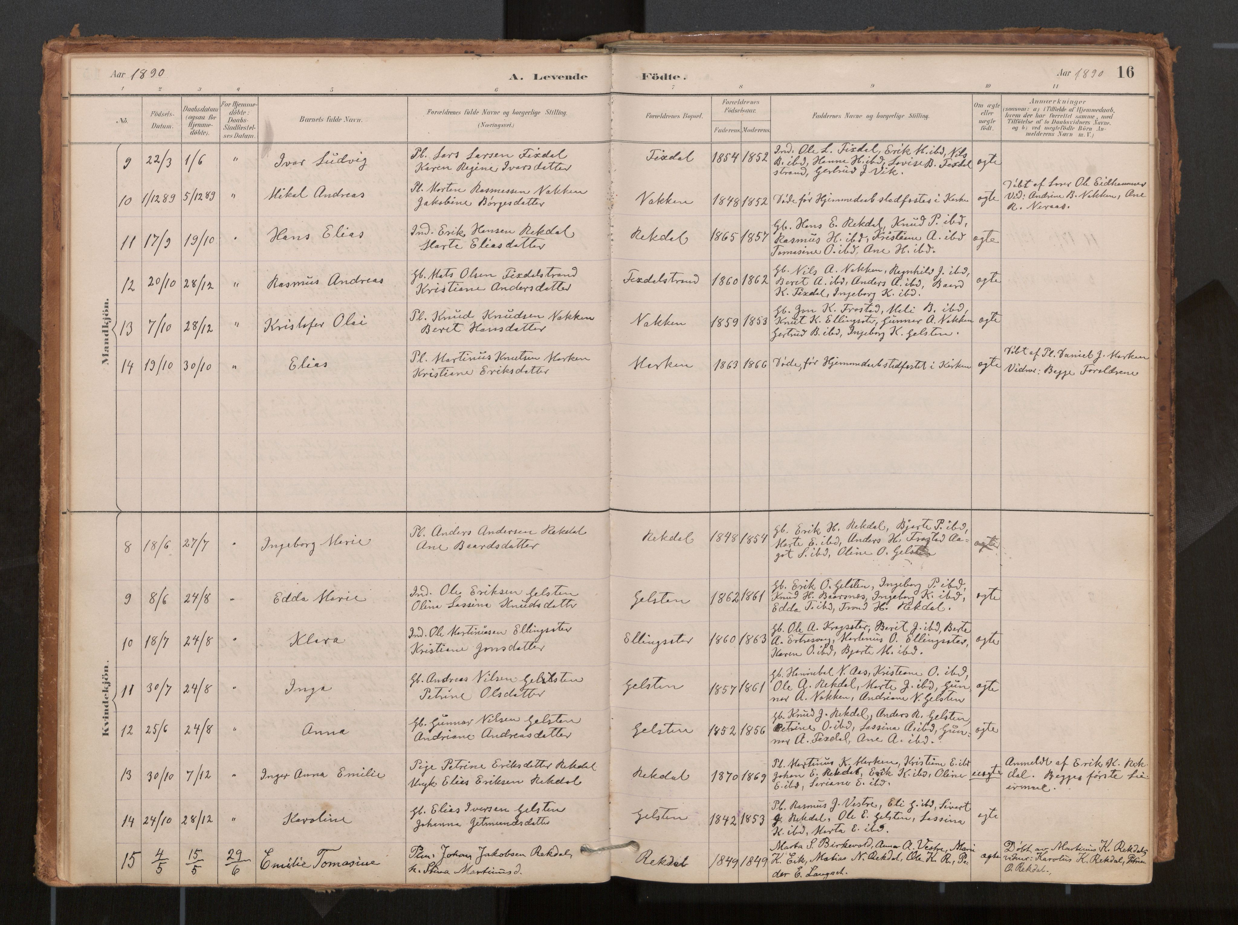 Ministerialprotokoller, klokkerbøker og fødselsregistre - Møre og Romsdal, AV/SAT-A-1454/540/L0540a: Parish register (official) no. 540A02, 1884-1908, p. 16