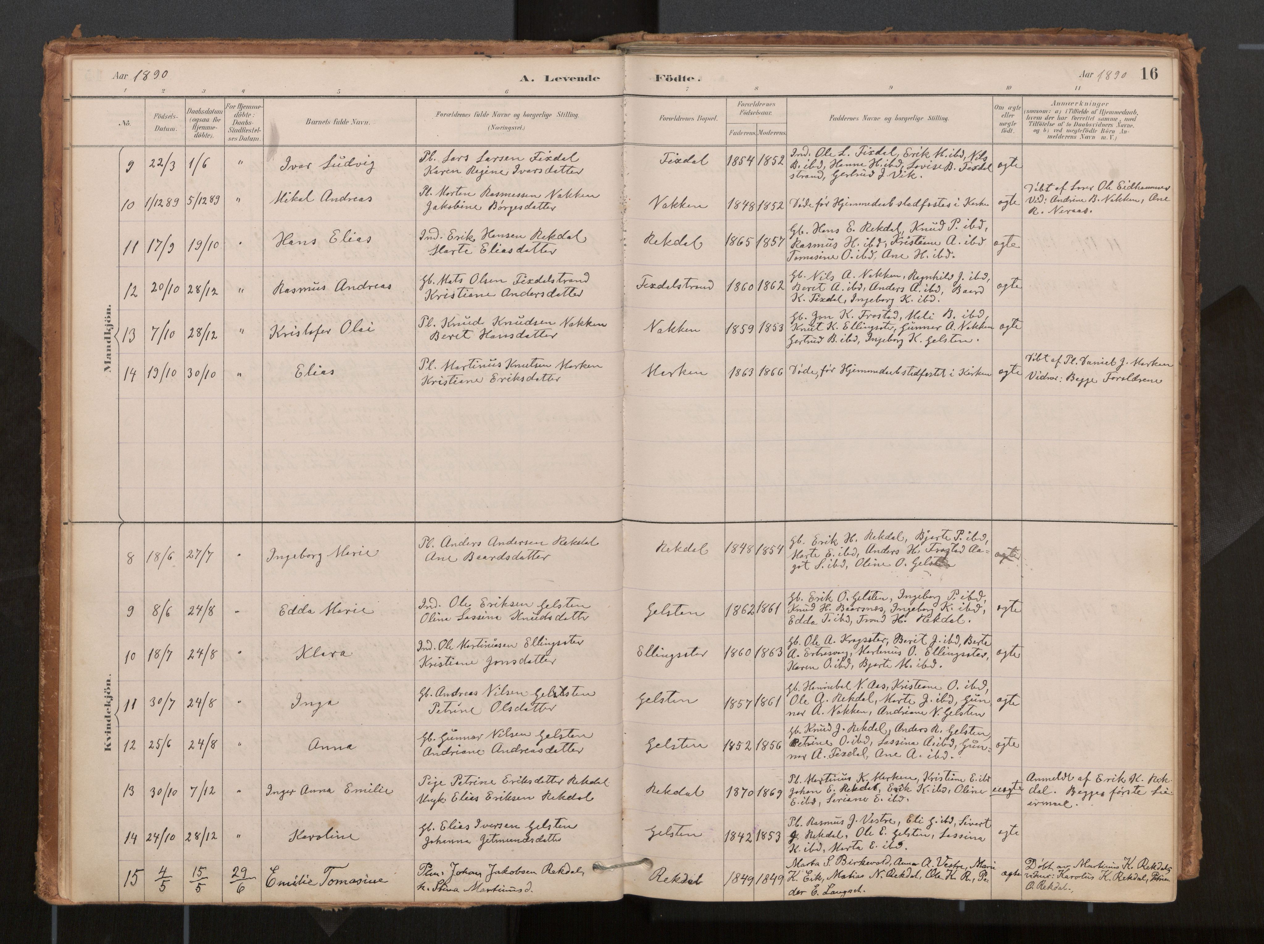 Ministerialprotokoller, klokkerbøker og fødselsregistre - Møre og Romsdal, SAT/A-1454/540/L0540a: Parish register (official) no. 540A02, 1884-1908, p. 16