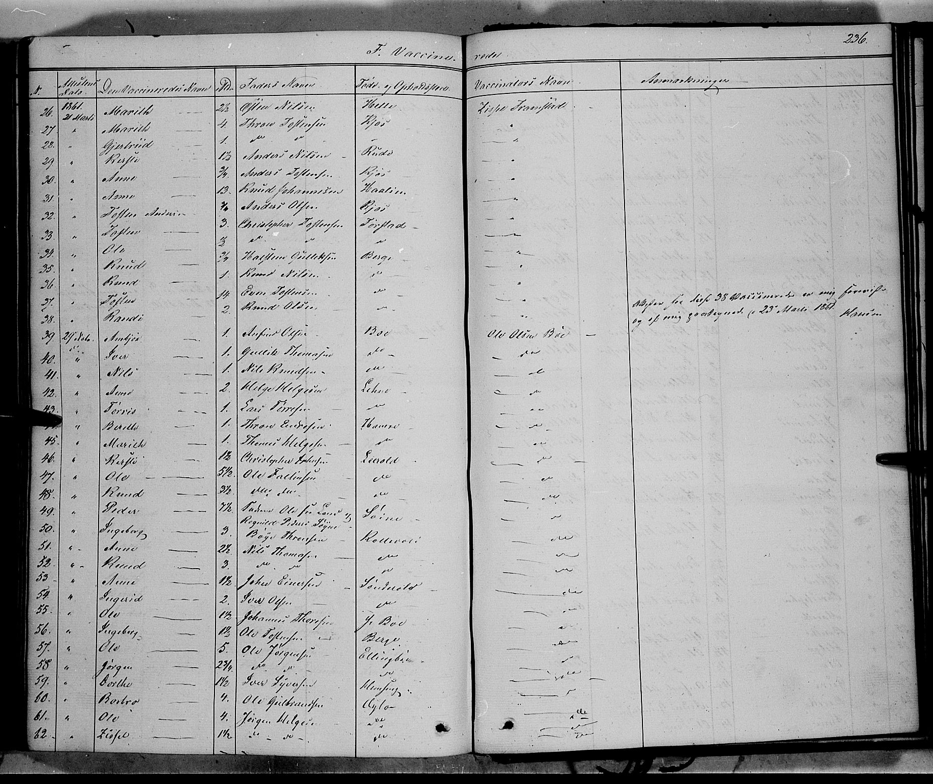 Vang prestekontor, Valdres, SAH/PREST-140/H/Ha/L0006: Parish register (official) no. 6, 1846-1864, p. 236