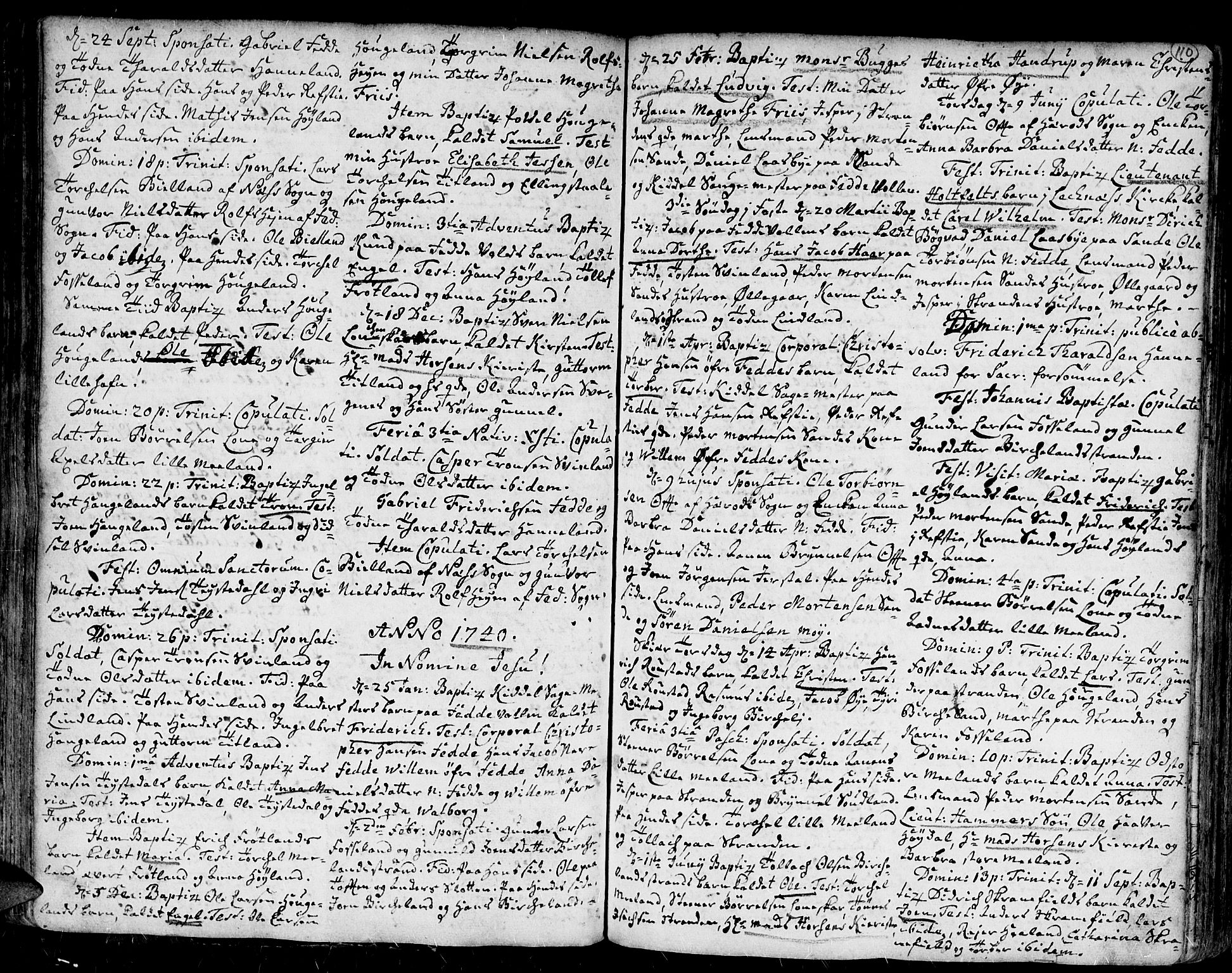 Kvinesdal sokneprestkontor, SAK/1111-0026/F/Fa/Fab/L0001: Parish register (official) no. A 1 /2, 1710-1788, p. 110