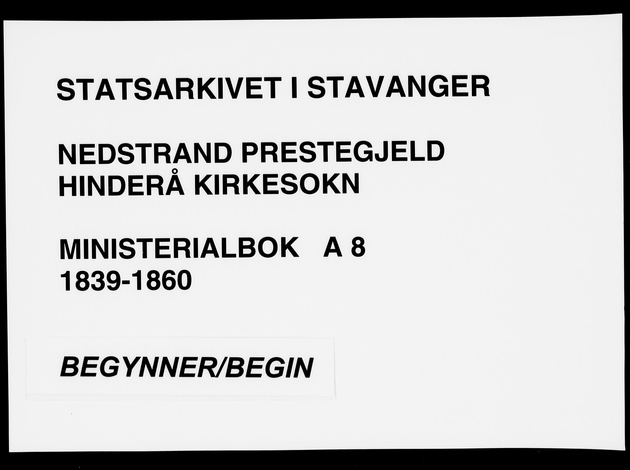 Nedstrand sokneprestkontor, SAST/A-101841/01/IV: Parish register (official) no. A 8, 1839-1860